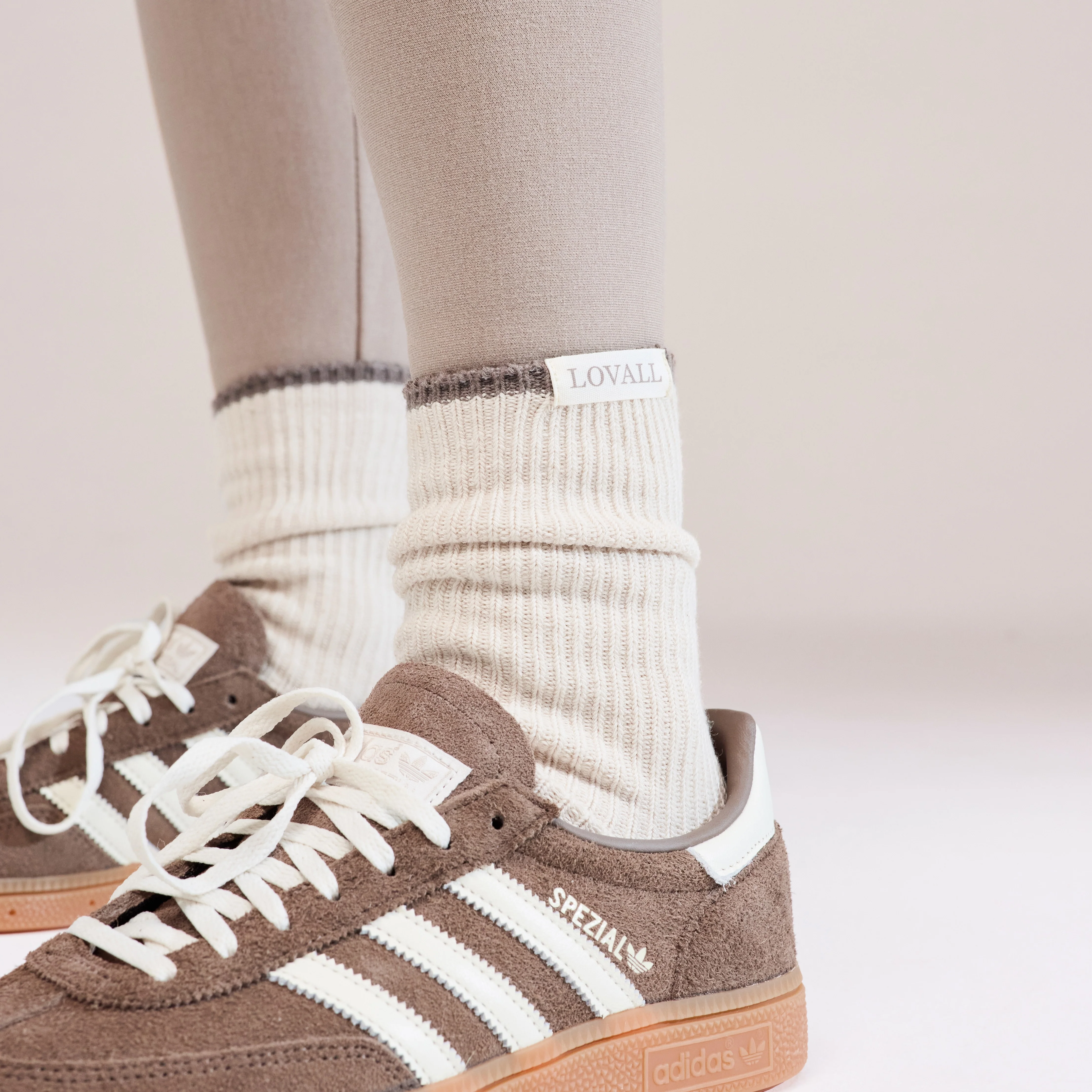 Knitted Rib Socks 2 Pack - Beige/Mocha - Image 6