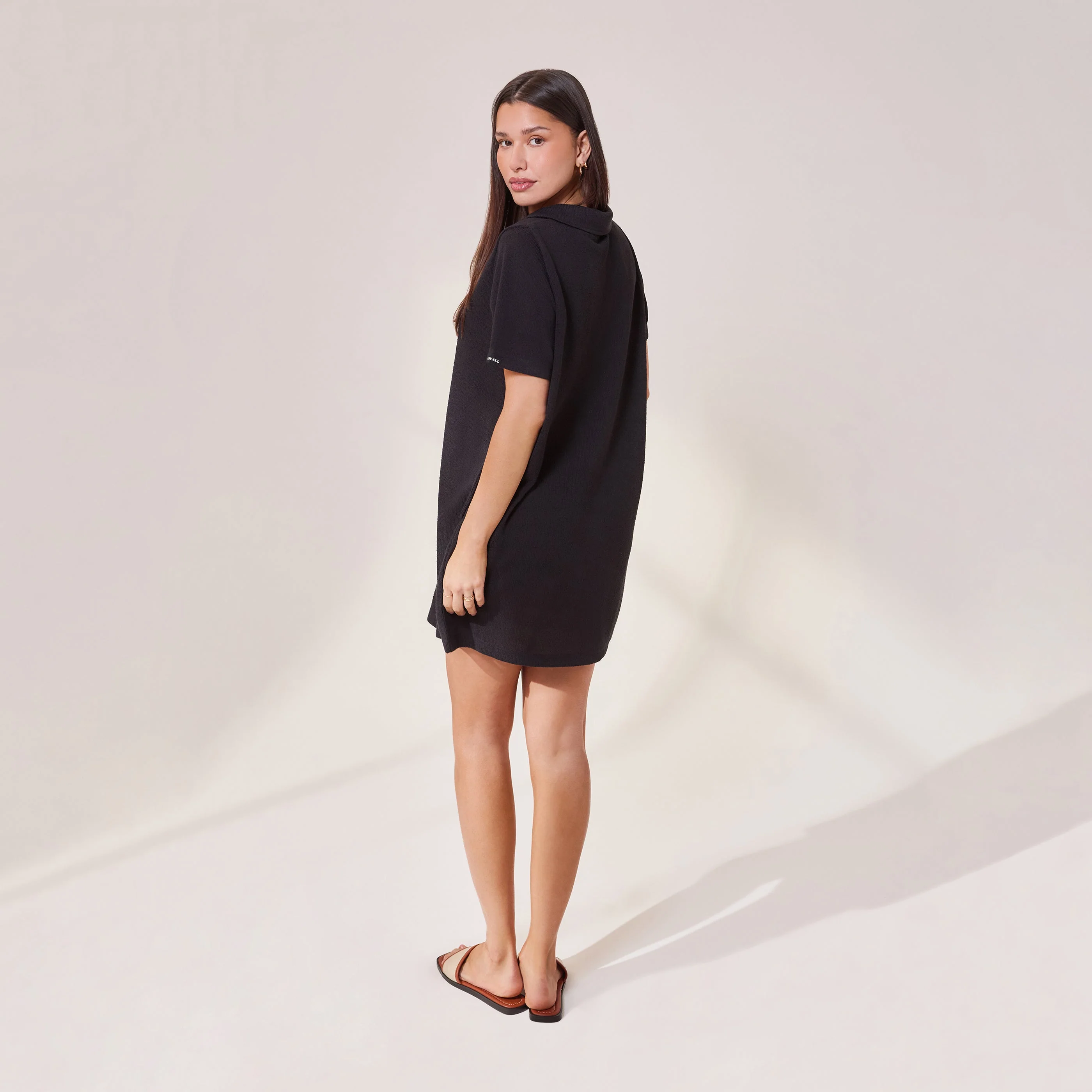 Lightweight Collared Knit Dress - Black - Image 3