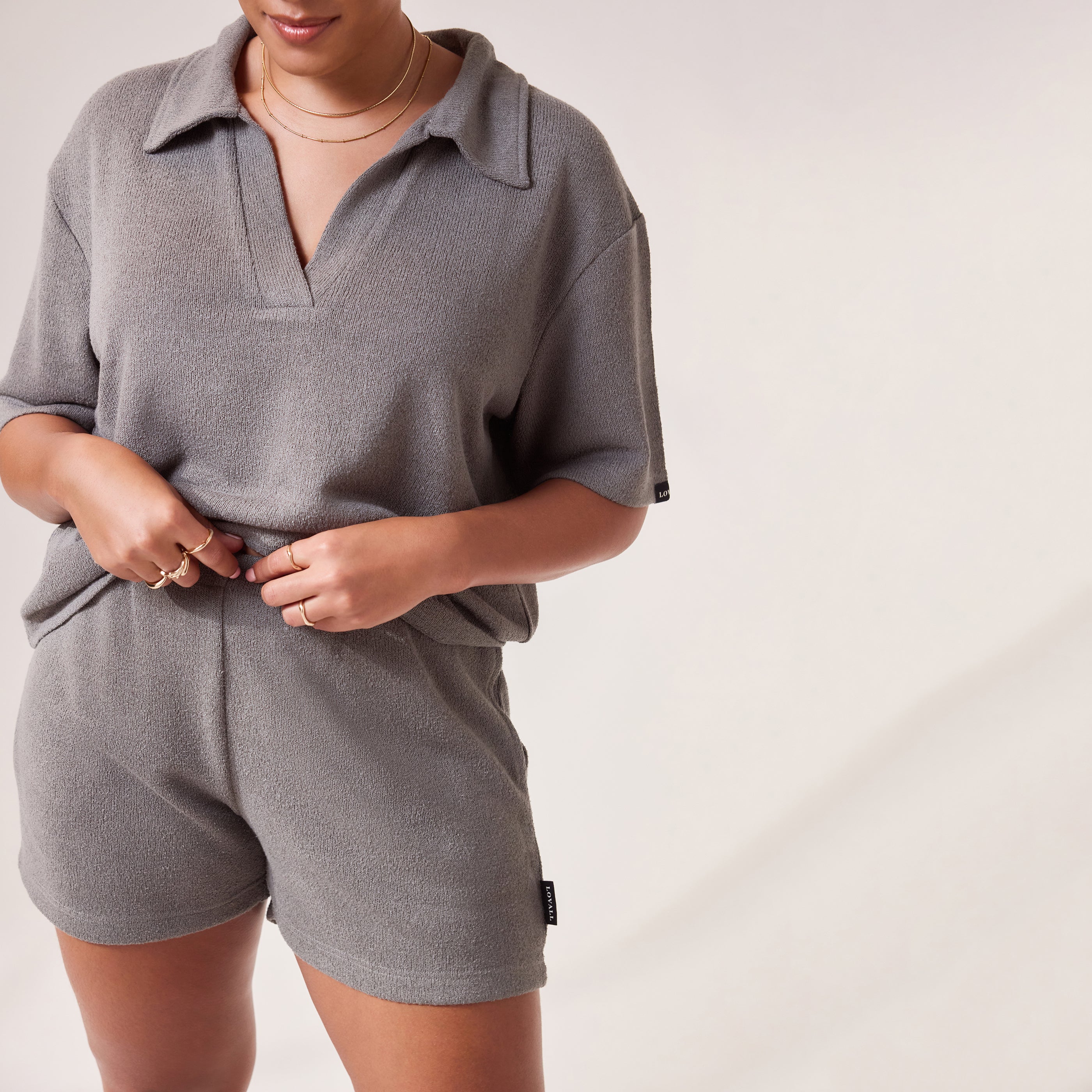 Lightweight Collared Knit Set - Slate Green - Image 6