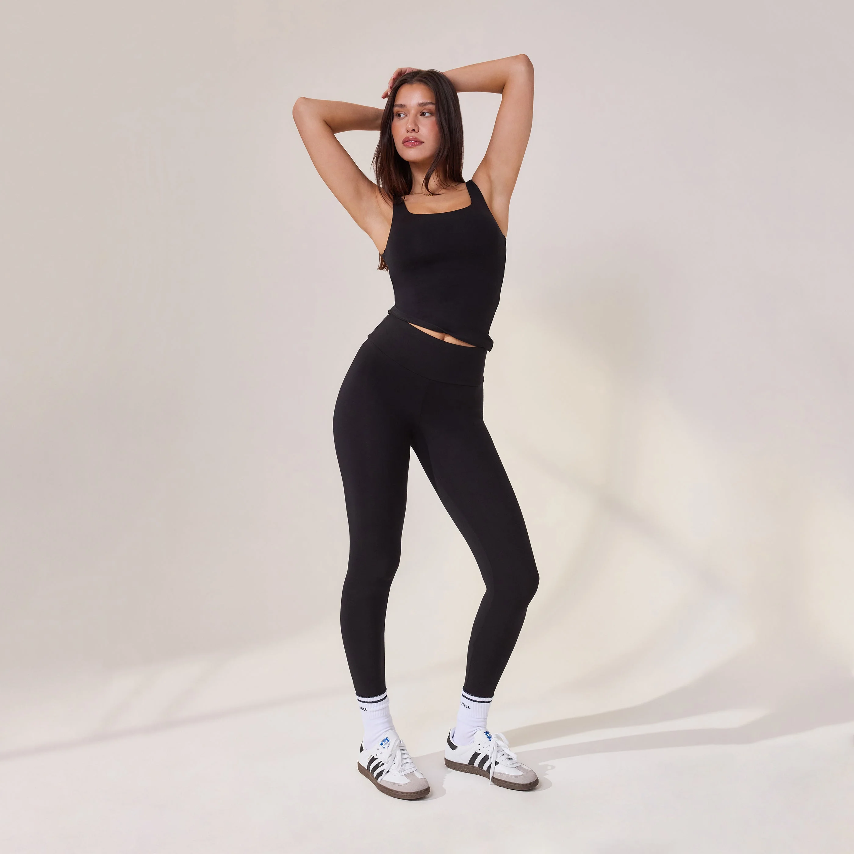 Lightweight Everyday High Waisted Leggings - Black - Image 2
