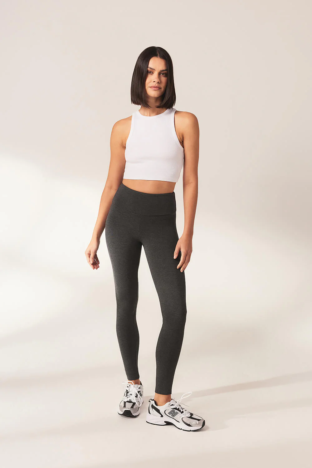 Lightweight Everyday High Waisted Leggings - Dark Grey Marl