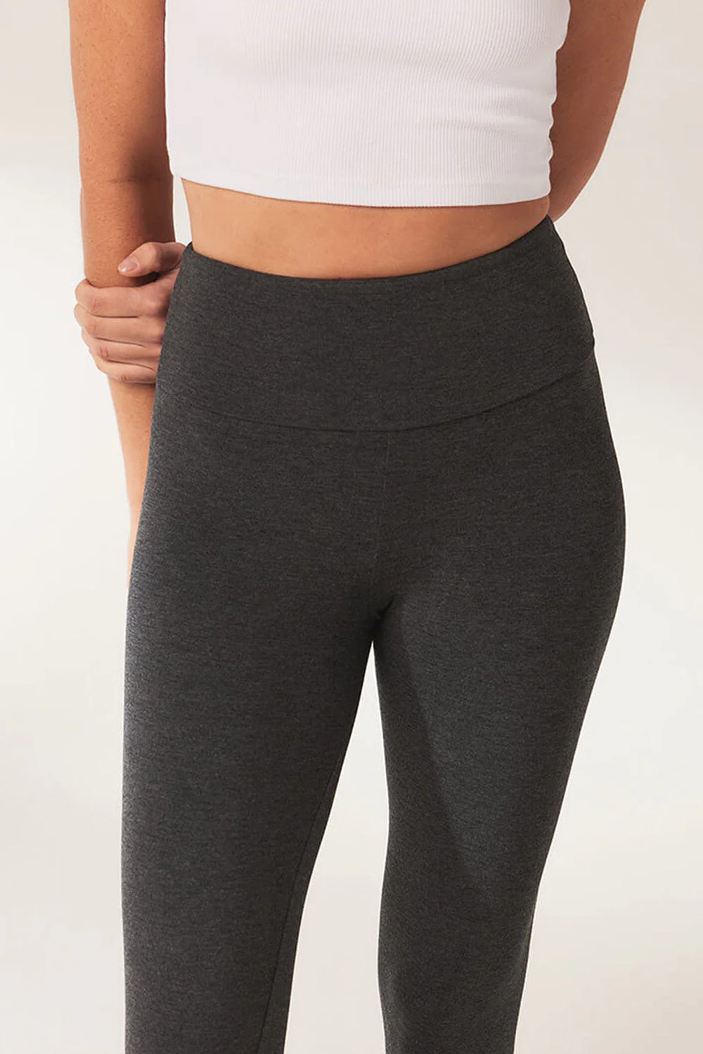 Lightweight Everyday High Waisted Leggings - Dark Grey Marl - Image 3