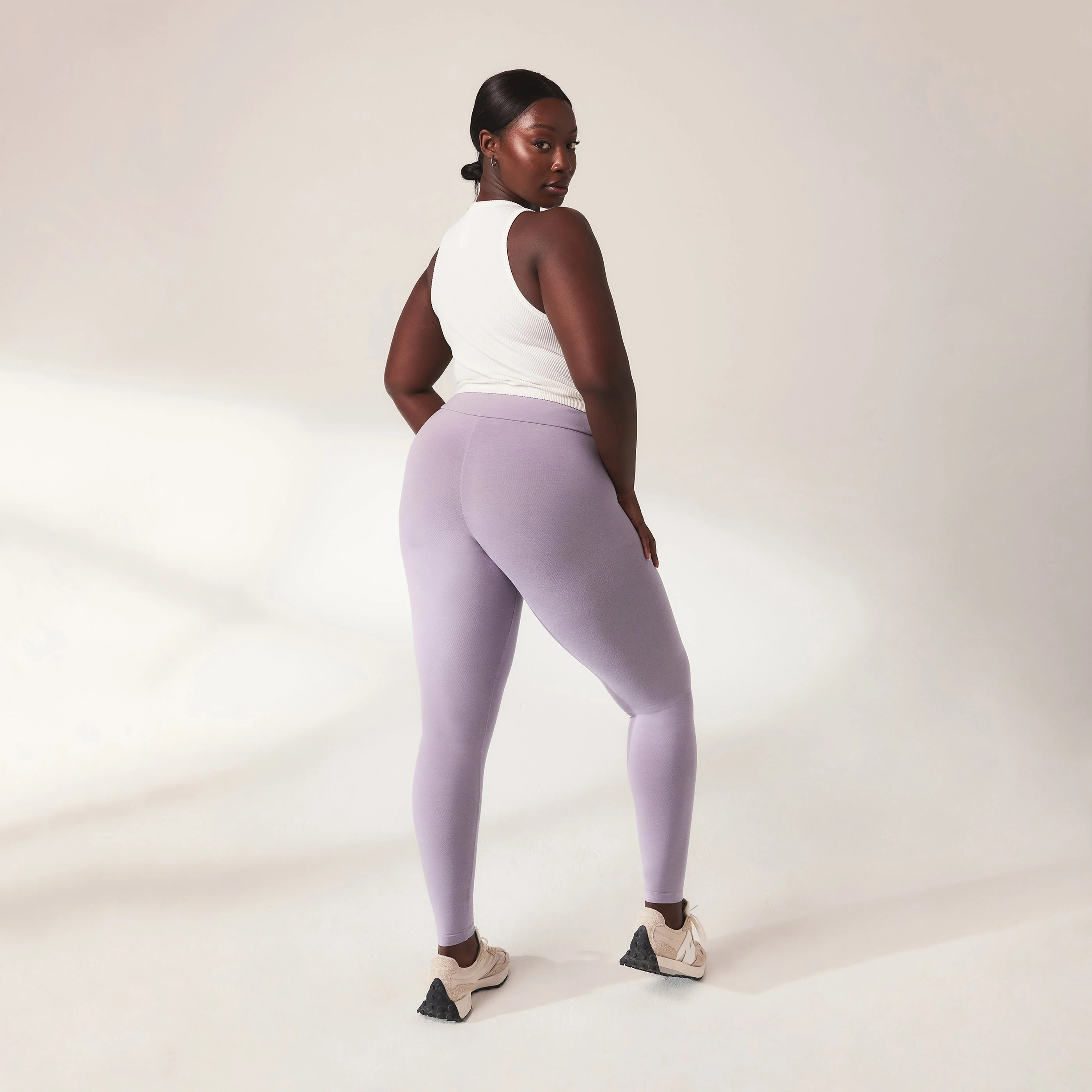 Lightweight Everyday High Waisted Leggings - Mauve - Image 2