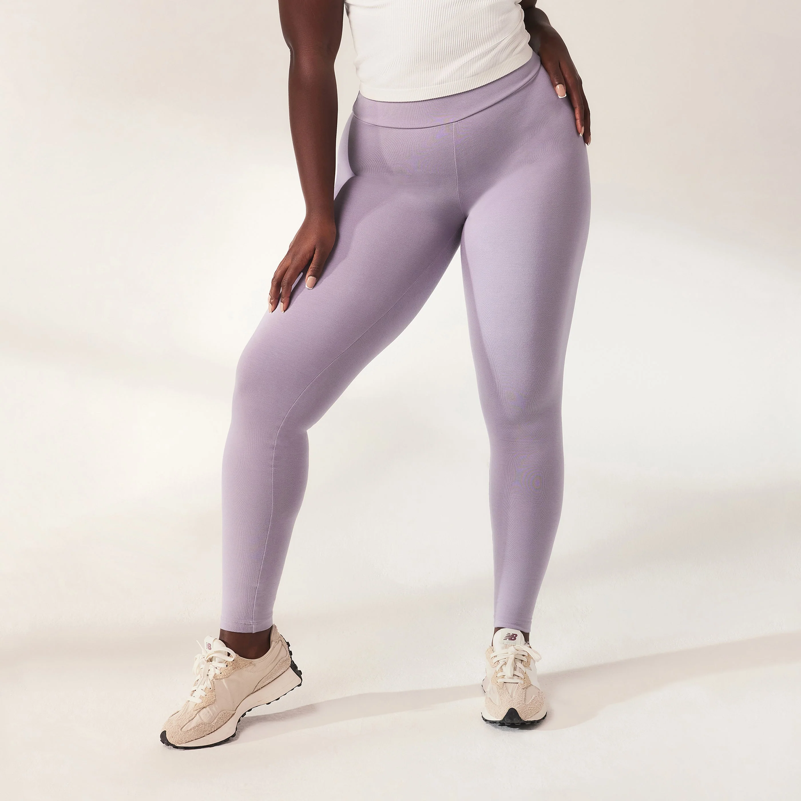 Lightweight Everyday High Waisted Leggings - Mauve - Image 5