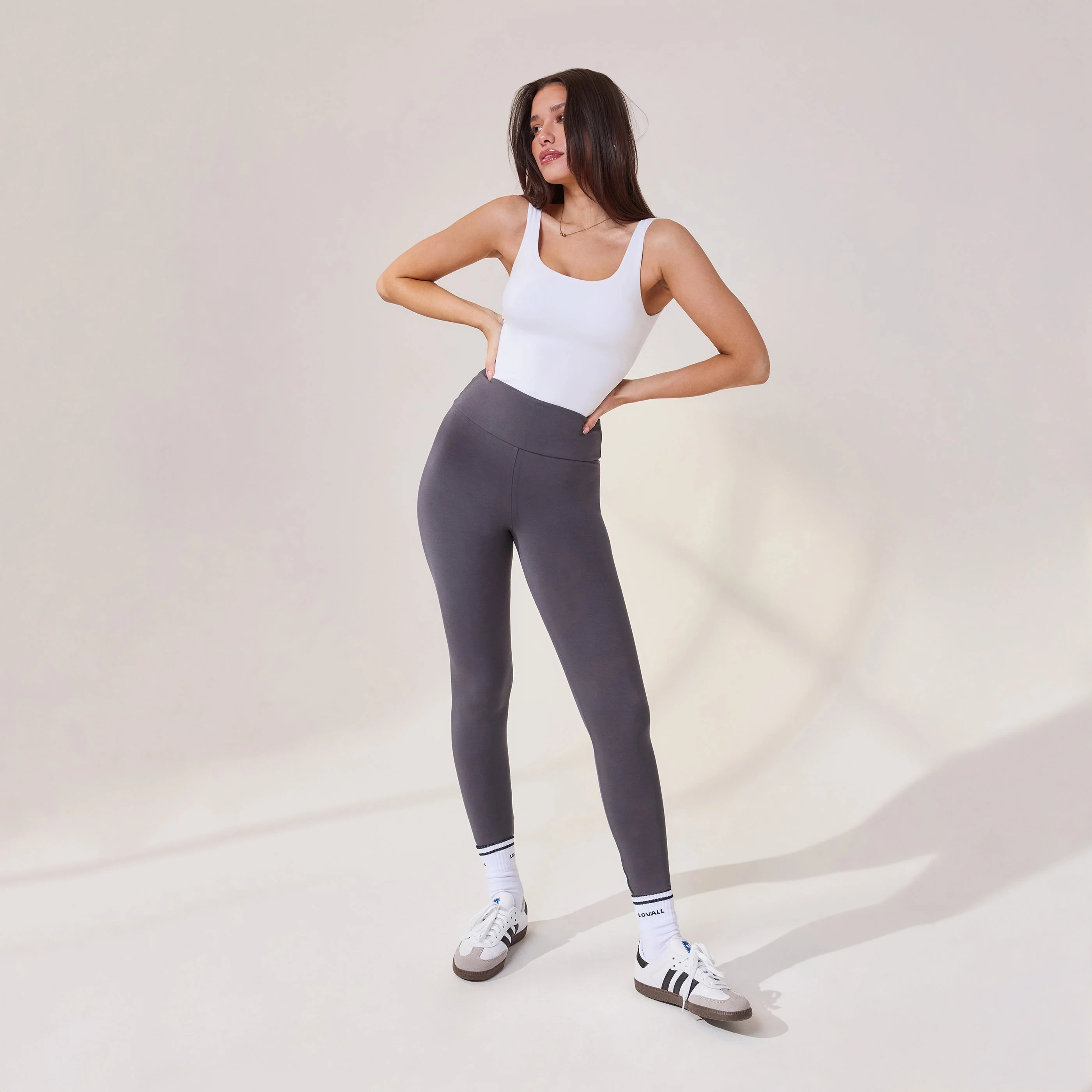 Lightweight Everyday High Waisted Leggings - Odyssey Grey - Image 4
