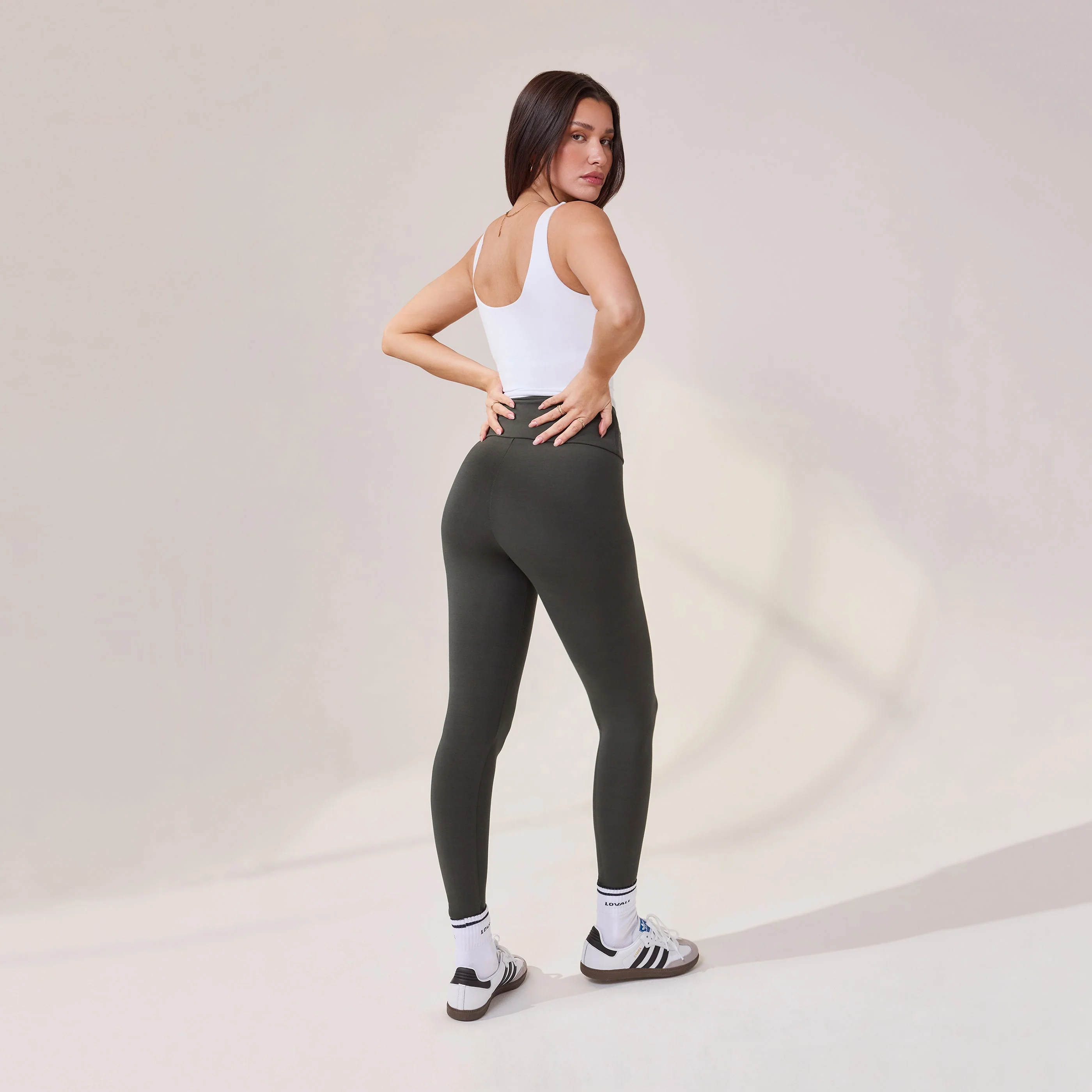 Lightweight Everyday High Waisted Leggings - Pine - Image 3
