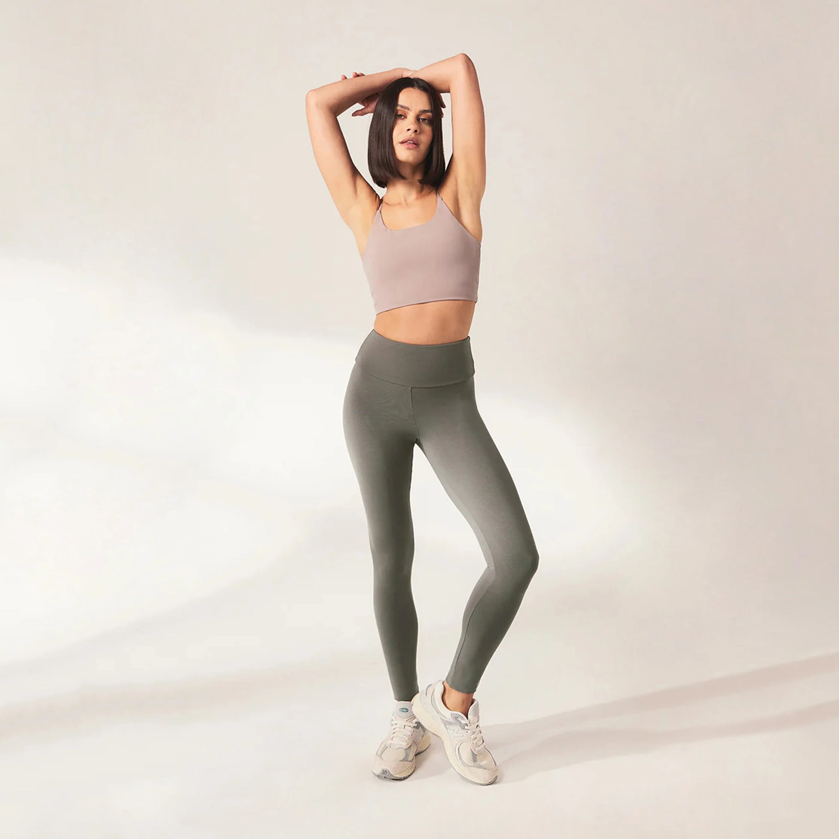 Lightweight Everyday High Waisted Leggings - Slate Green - Image 2