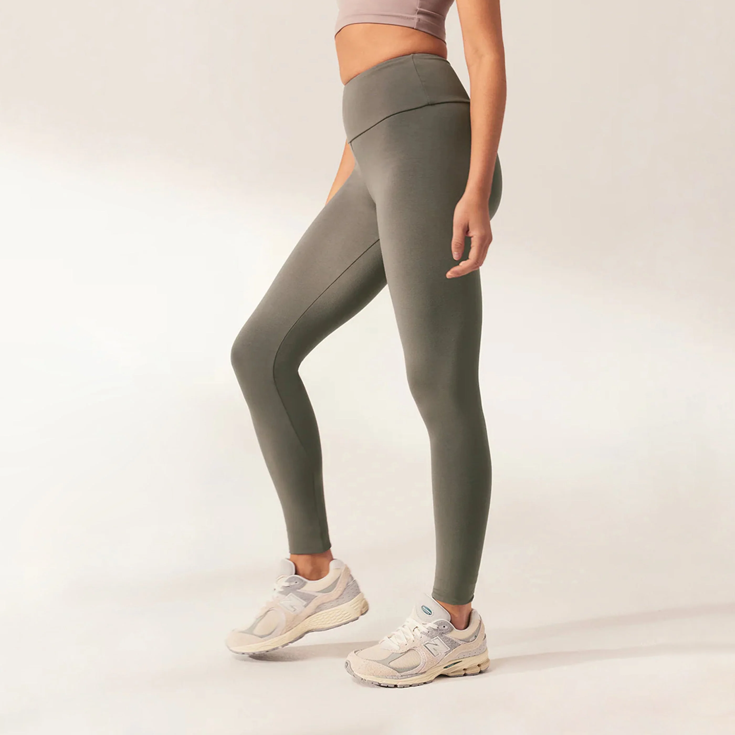 Lightweight Everyday High Waisted Leggings - Slate Green - Image 6