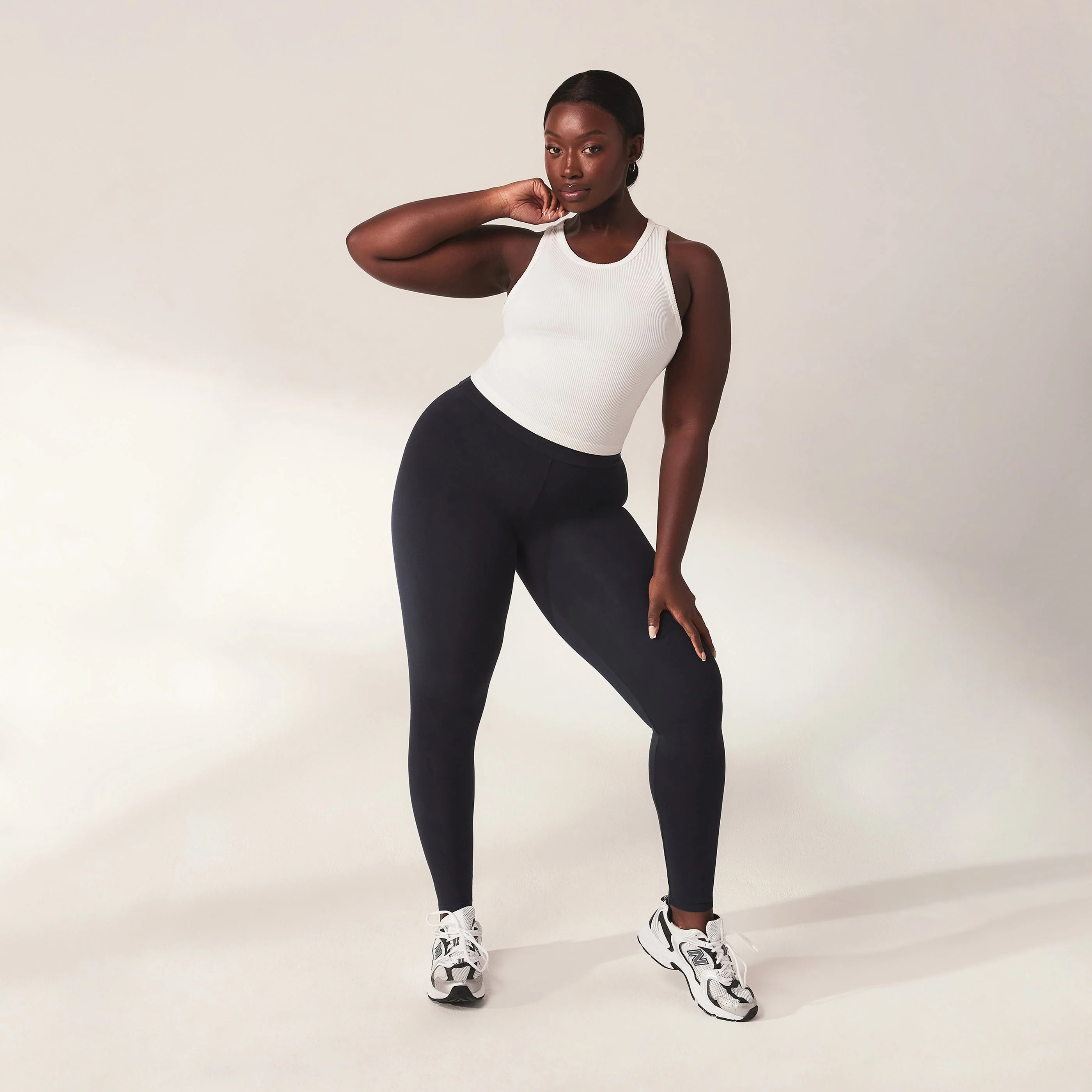 Lightweight Everyday High Waisted Leggings - Vintage Navy - Image 2