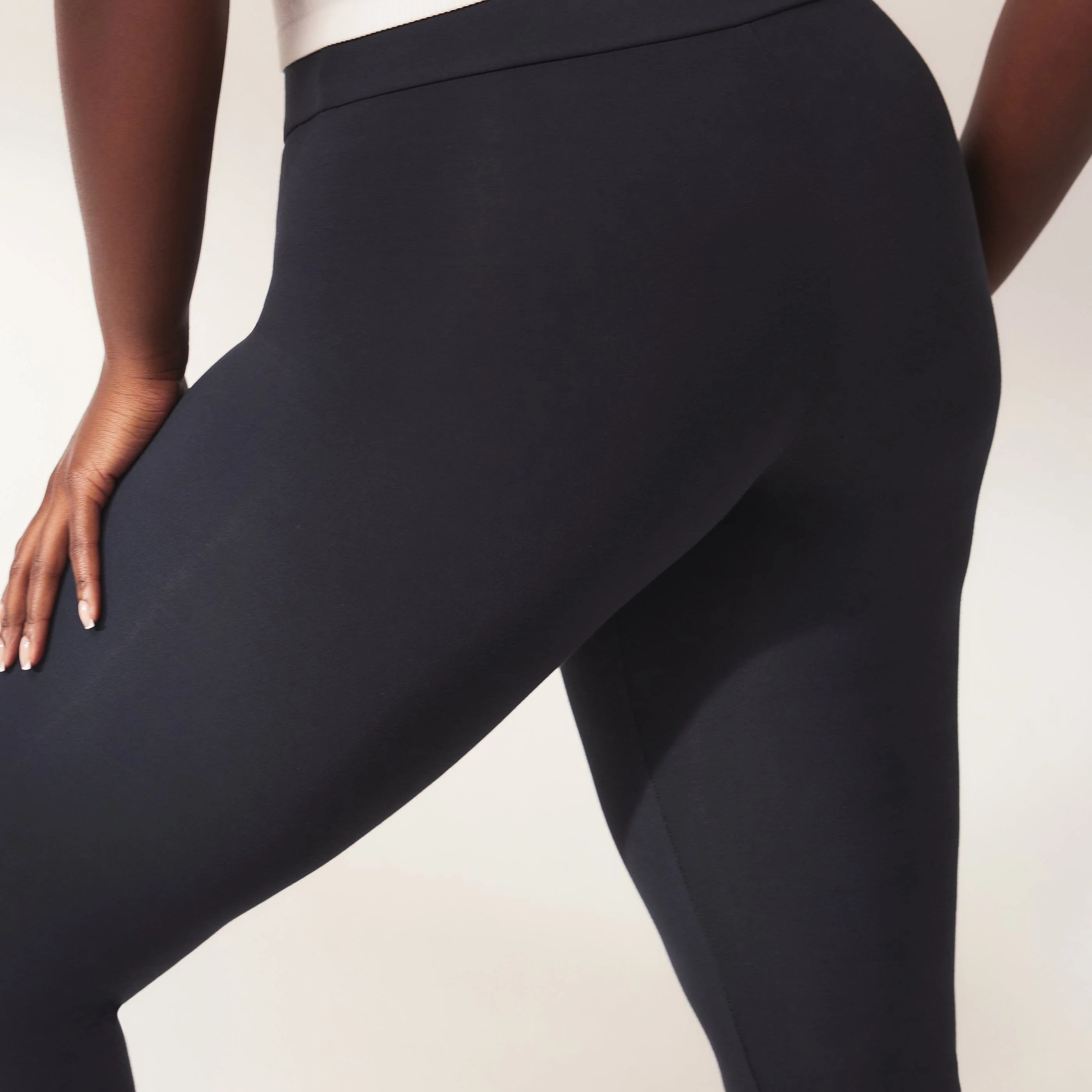 Lightweight Everyday High Waisted Leggings - Vintage Navy - Image 4