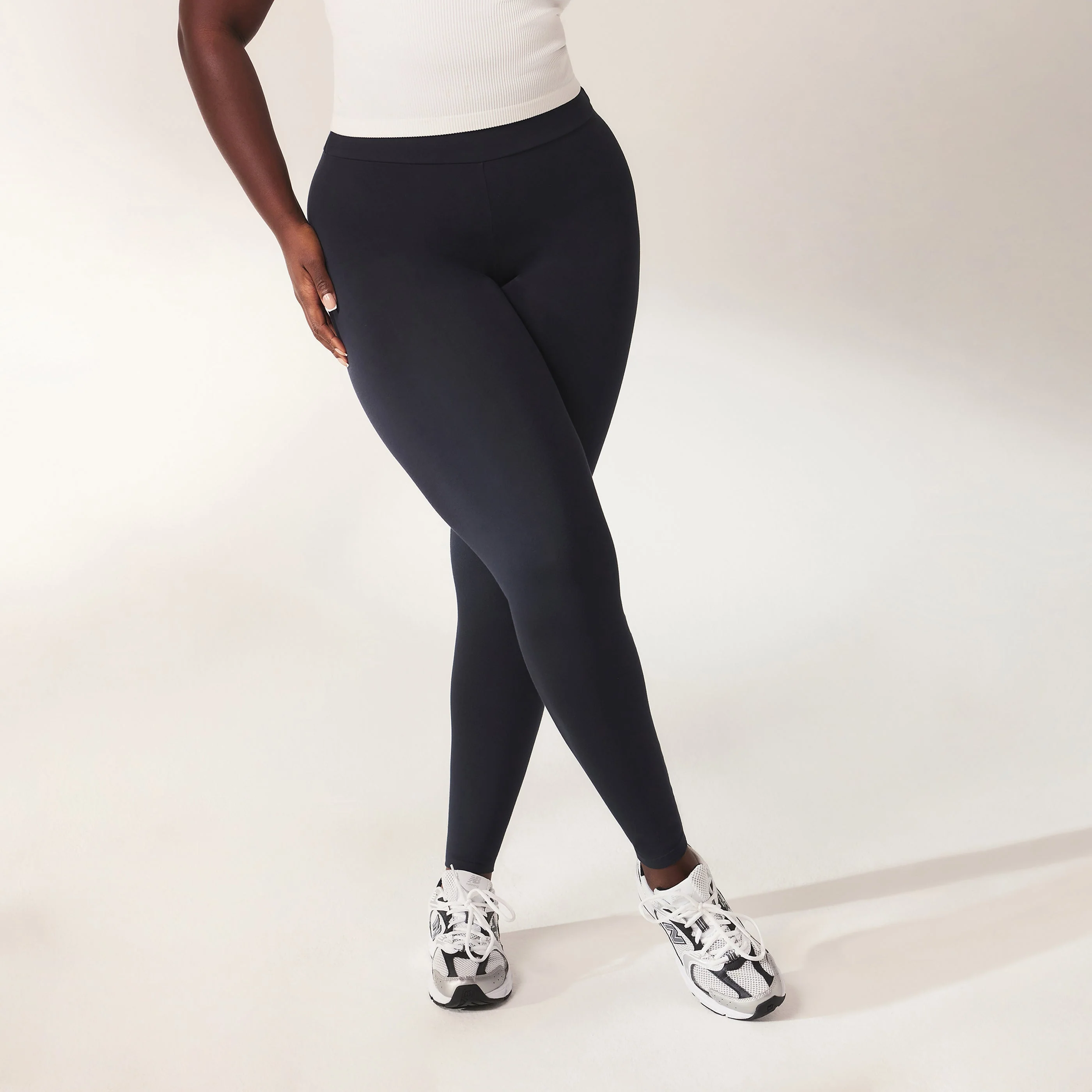 Lightweight Everyday High Waisted Leggings - Vintage Navy - Image 6