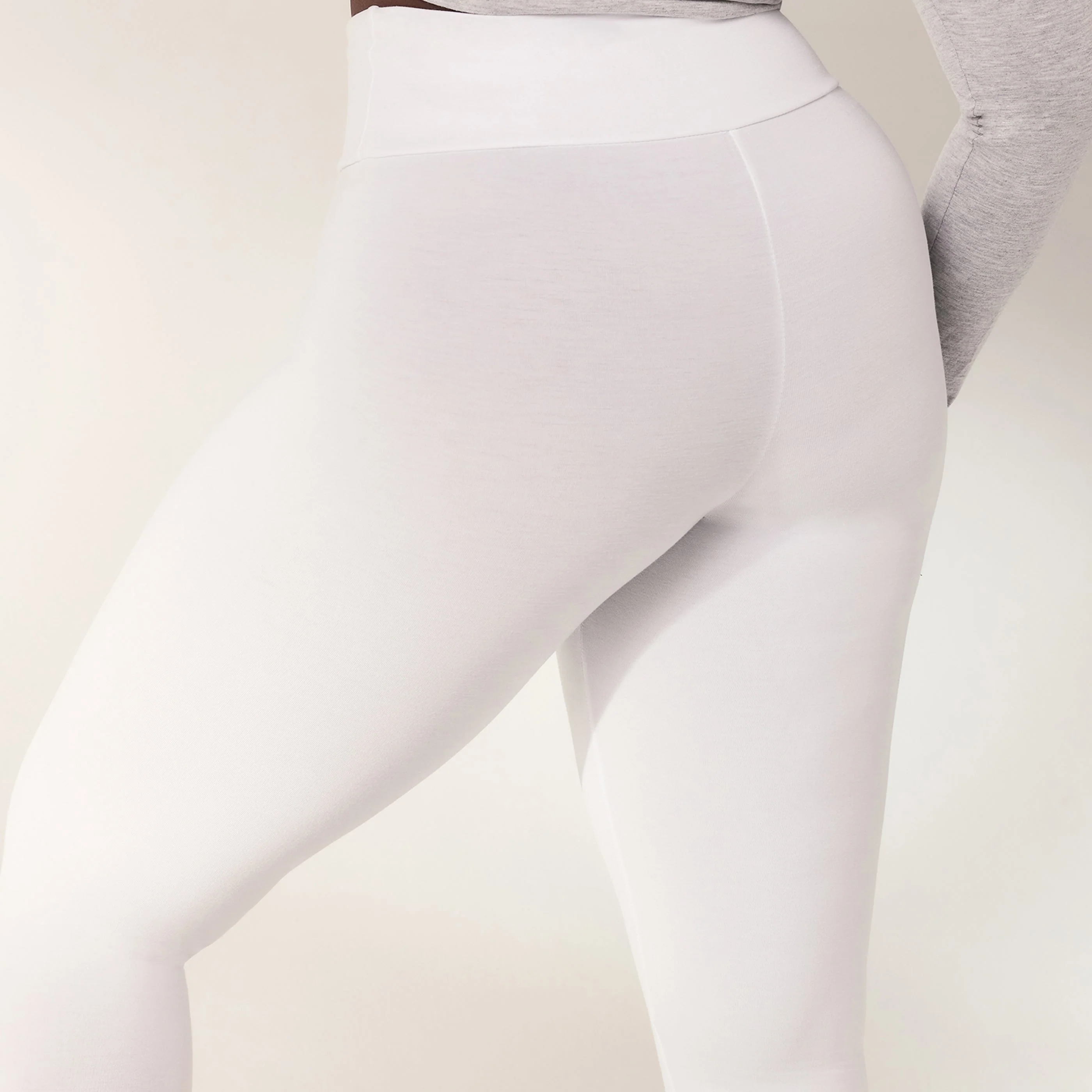 Lightweight Everyday High Waisted Leggings - White - Image 5
