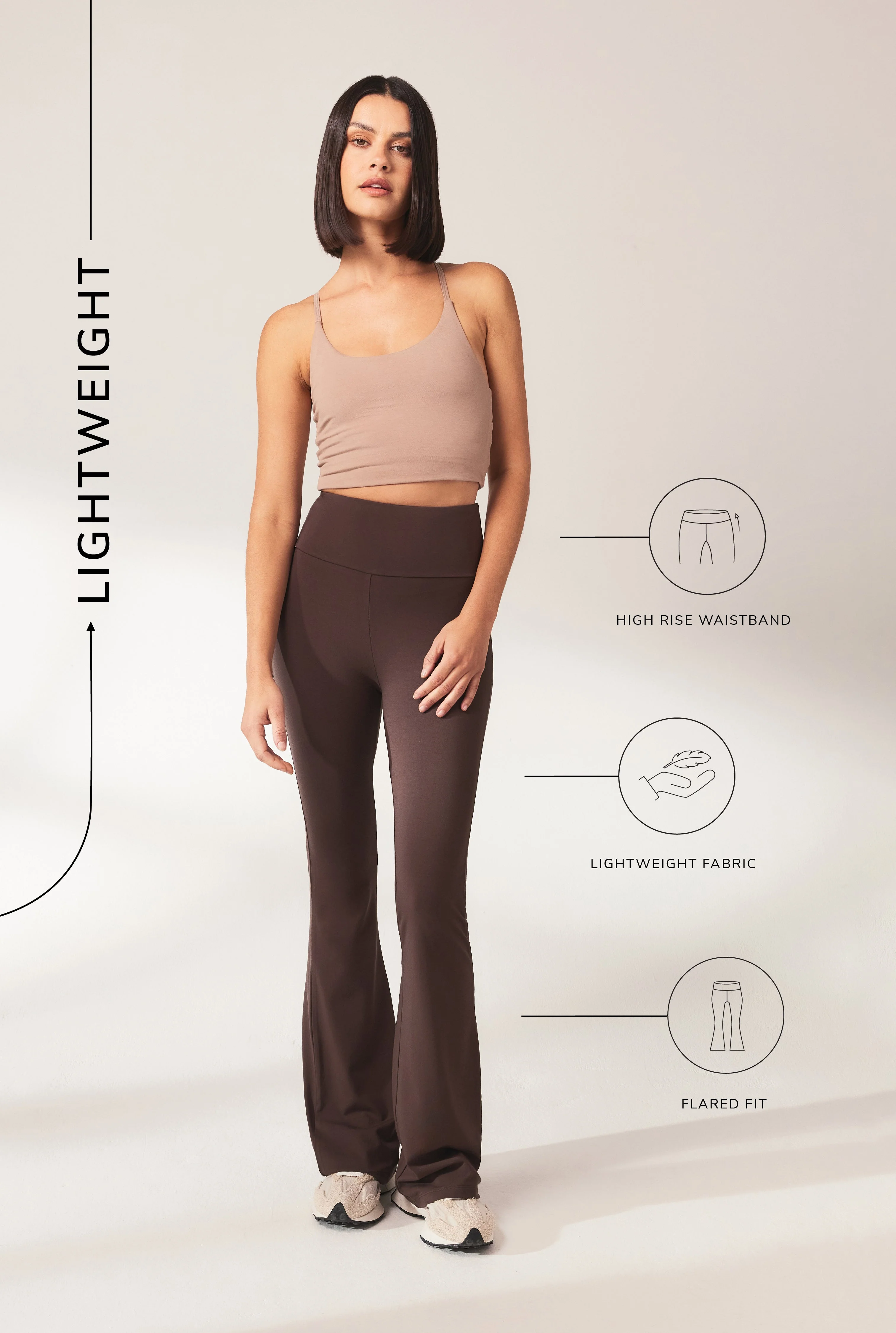 Lightweight Flare Leggings - Espresso Brown - Image 5