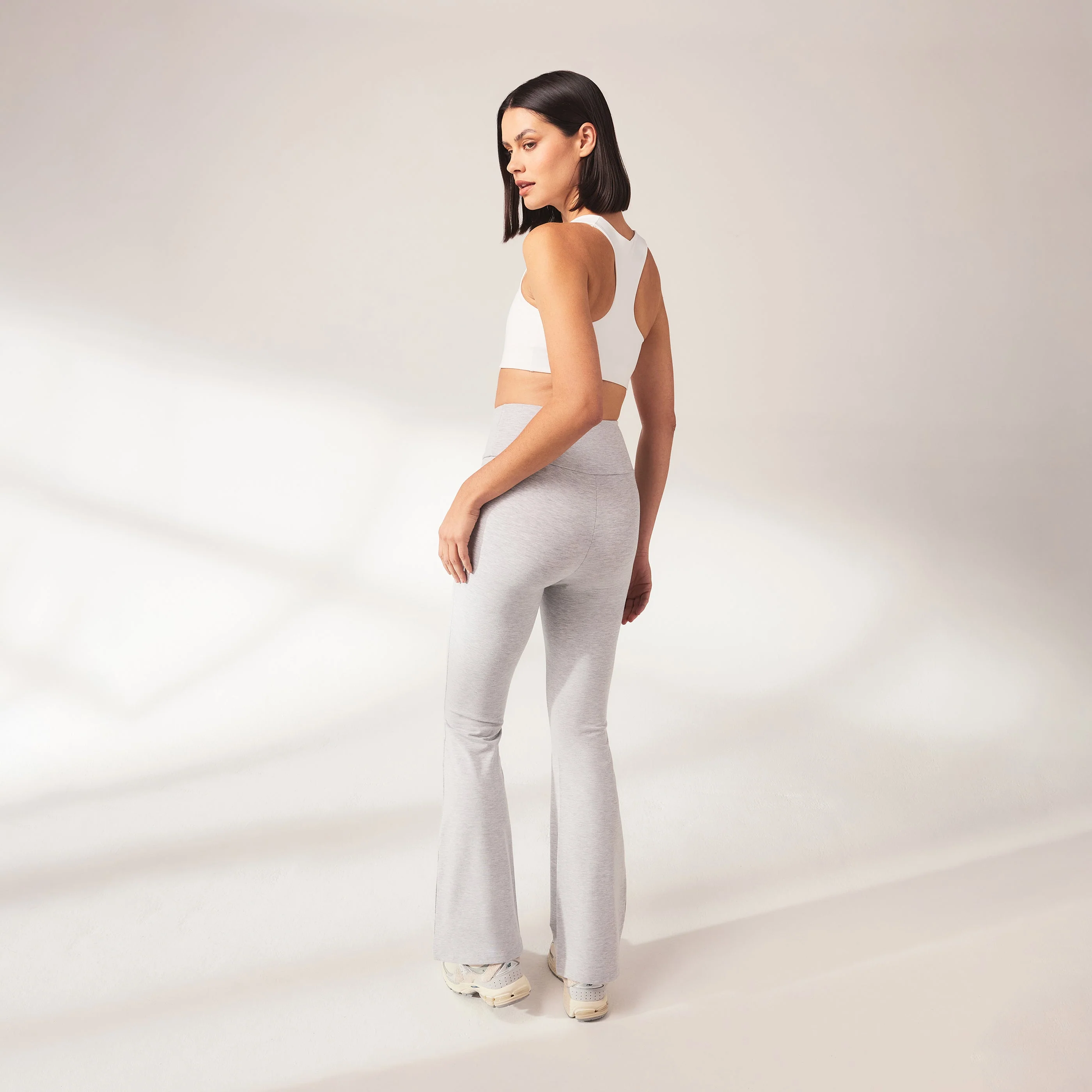 Lightweight Flare Leggings - Light Grey Marl - Image 2