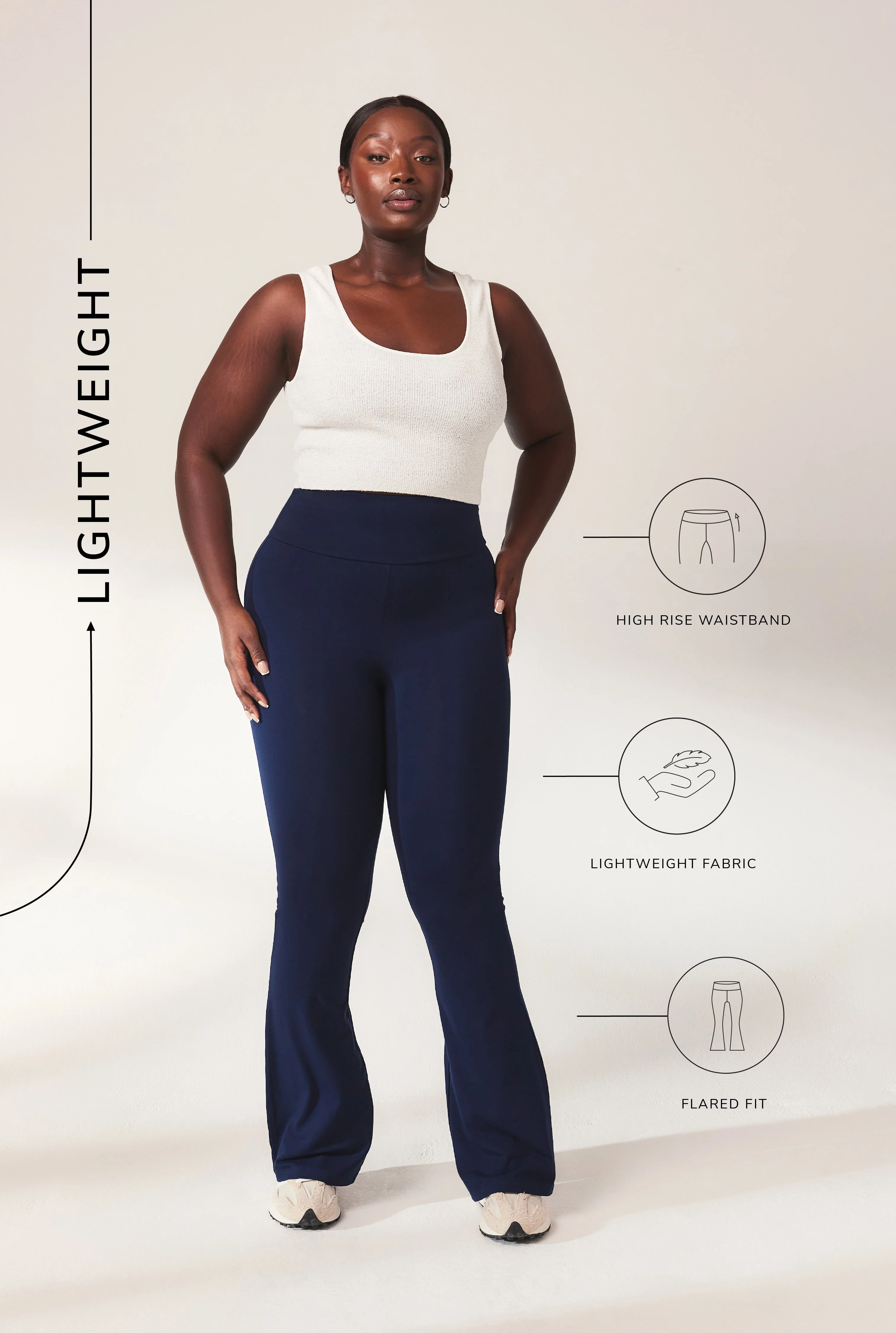Lightweight Flare Leggings - Navy - Image 7