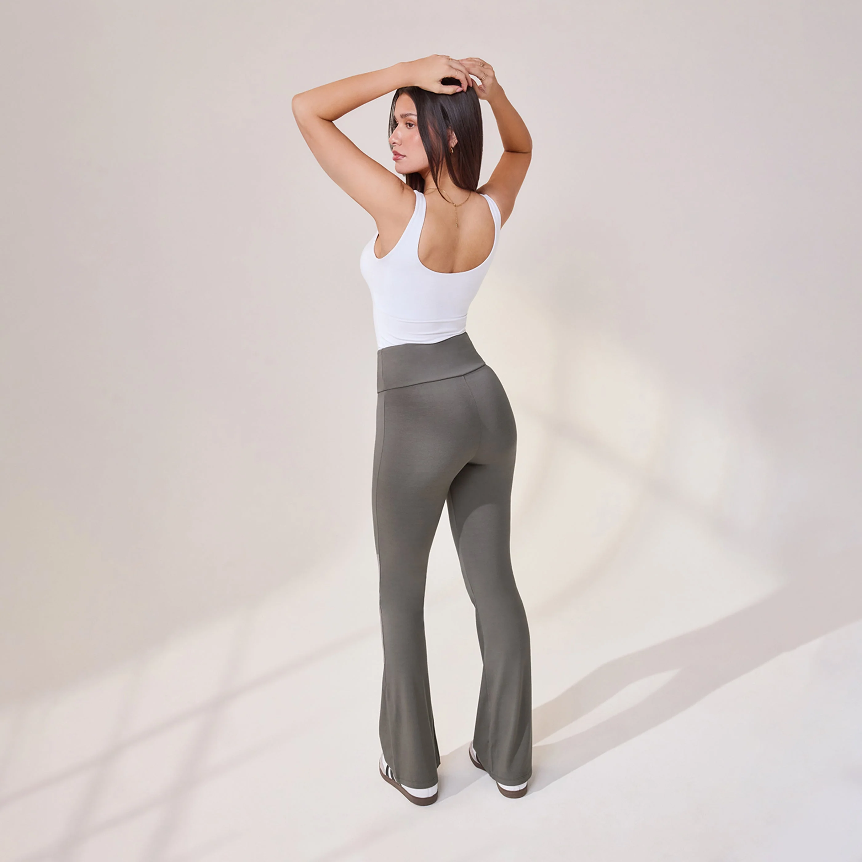 Lightweight Flare Leggings - Slate Green - Image 3