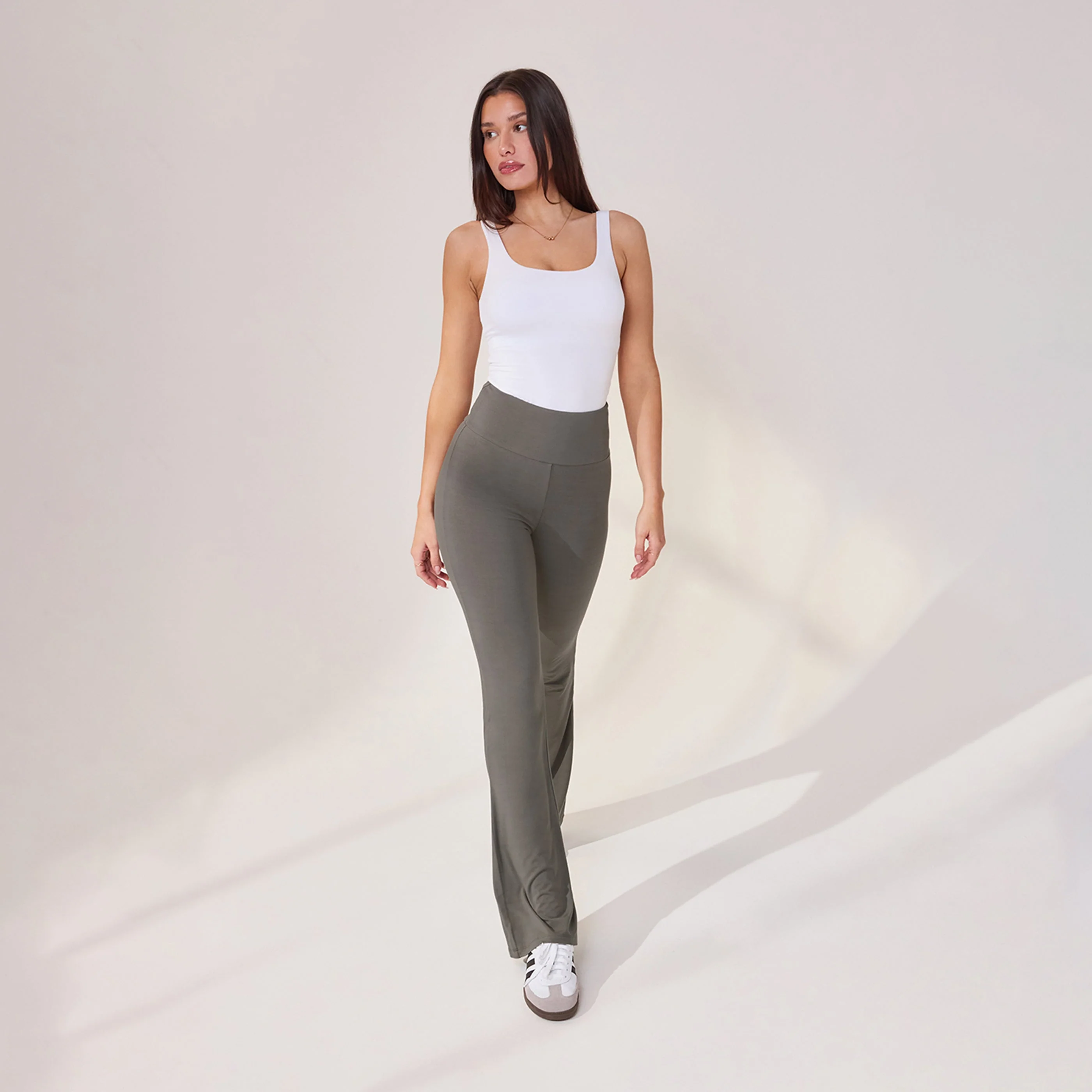 Lightweight Flare Leggings - Slate Green - Image 5