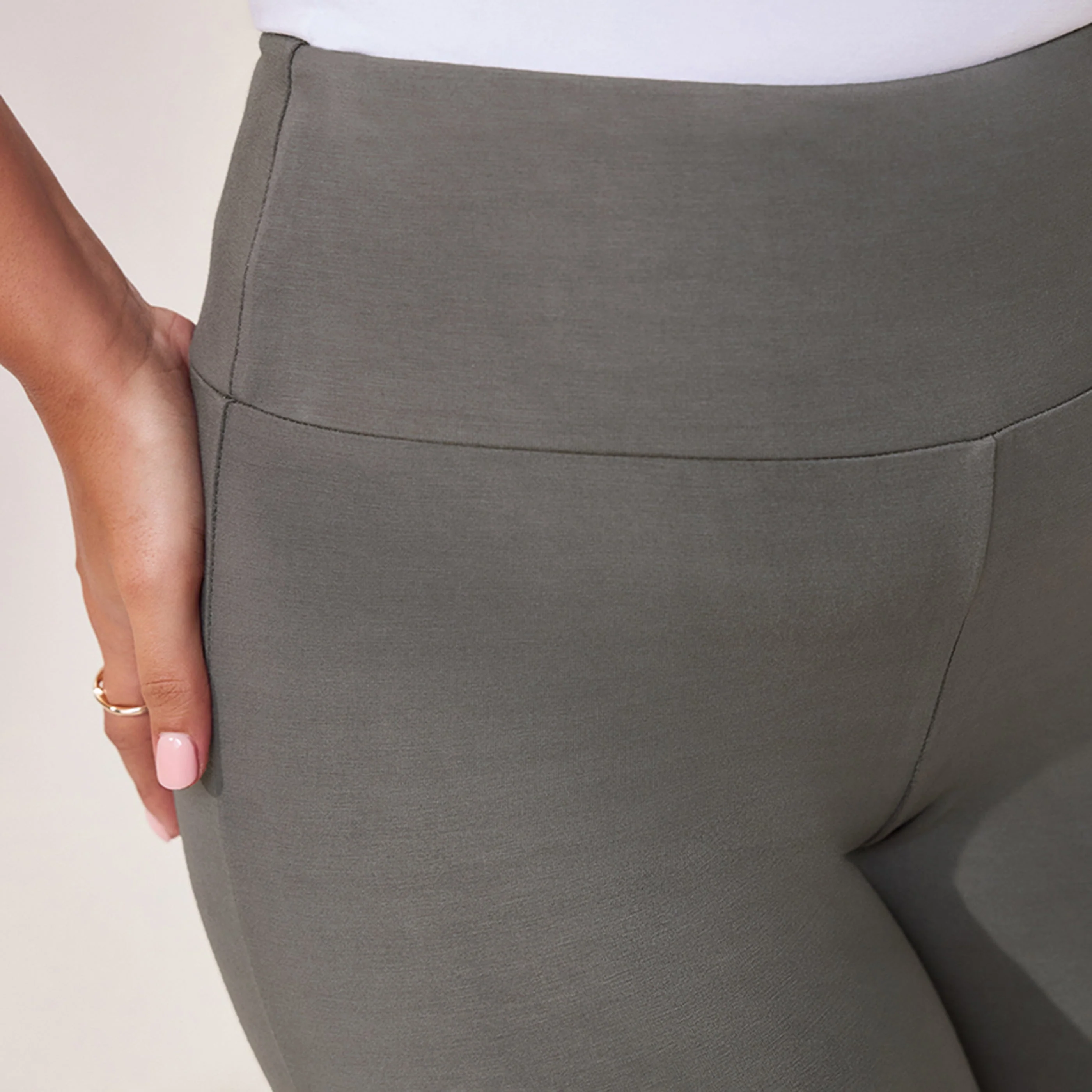 Lightweight Flare Leggings - Slate Green - Image 6