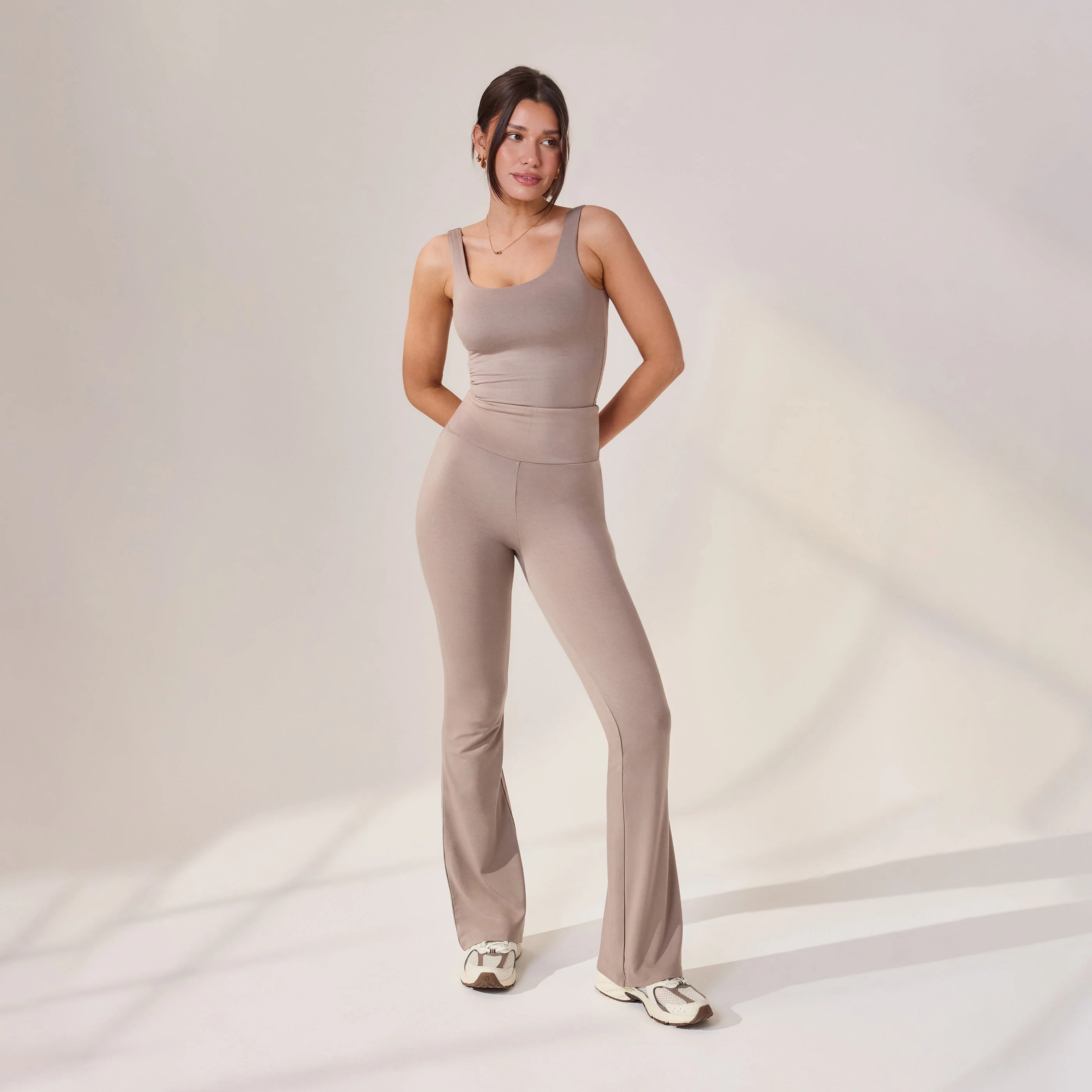 Lightweight Flare Leggings - Stone