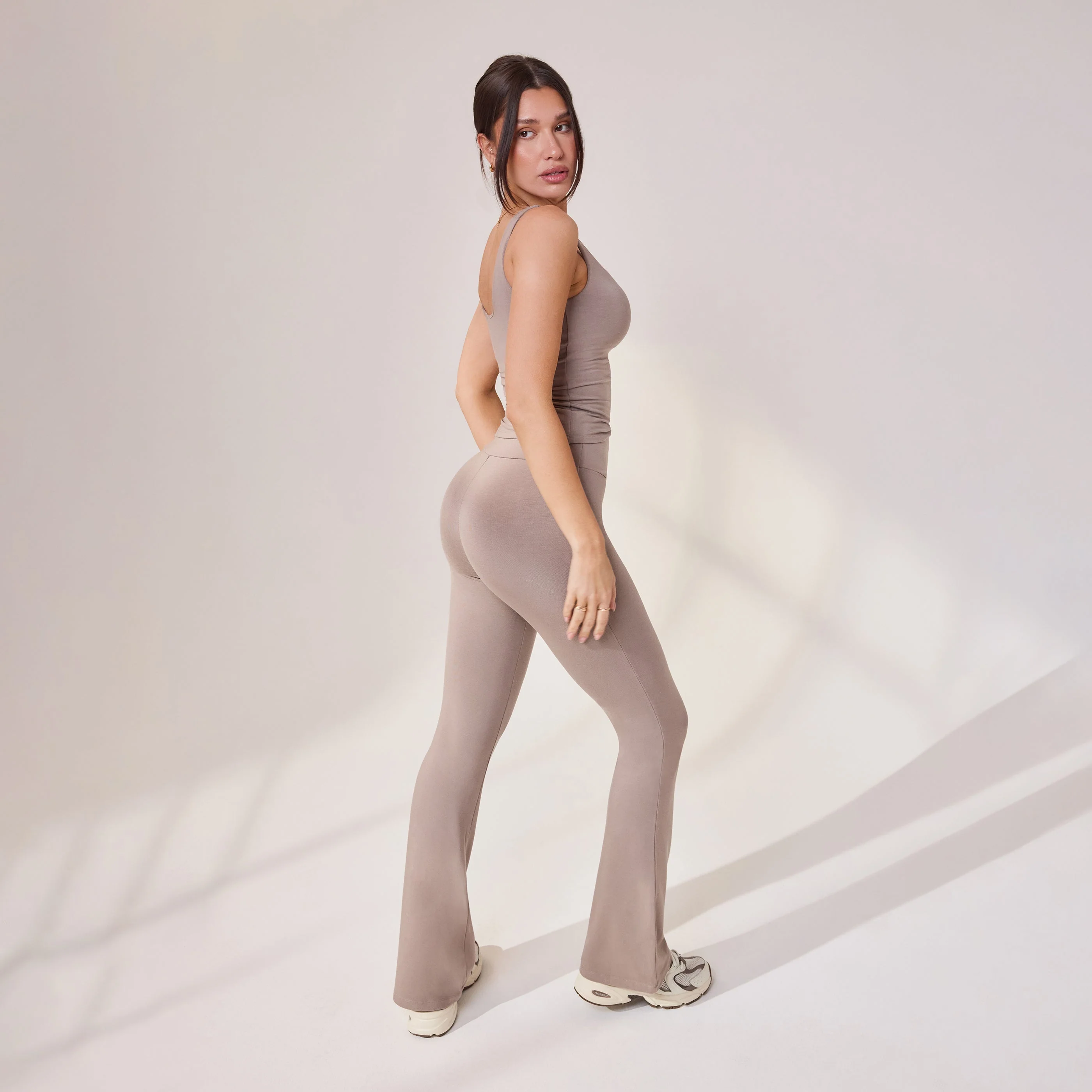Lightweight Flare Leggings - Stone - Image 3