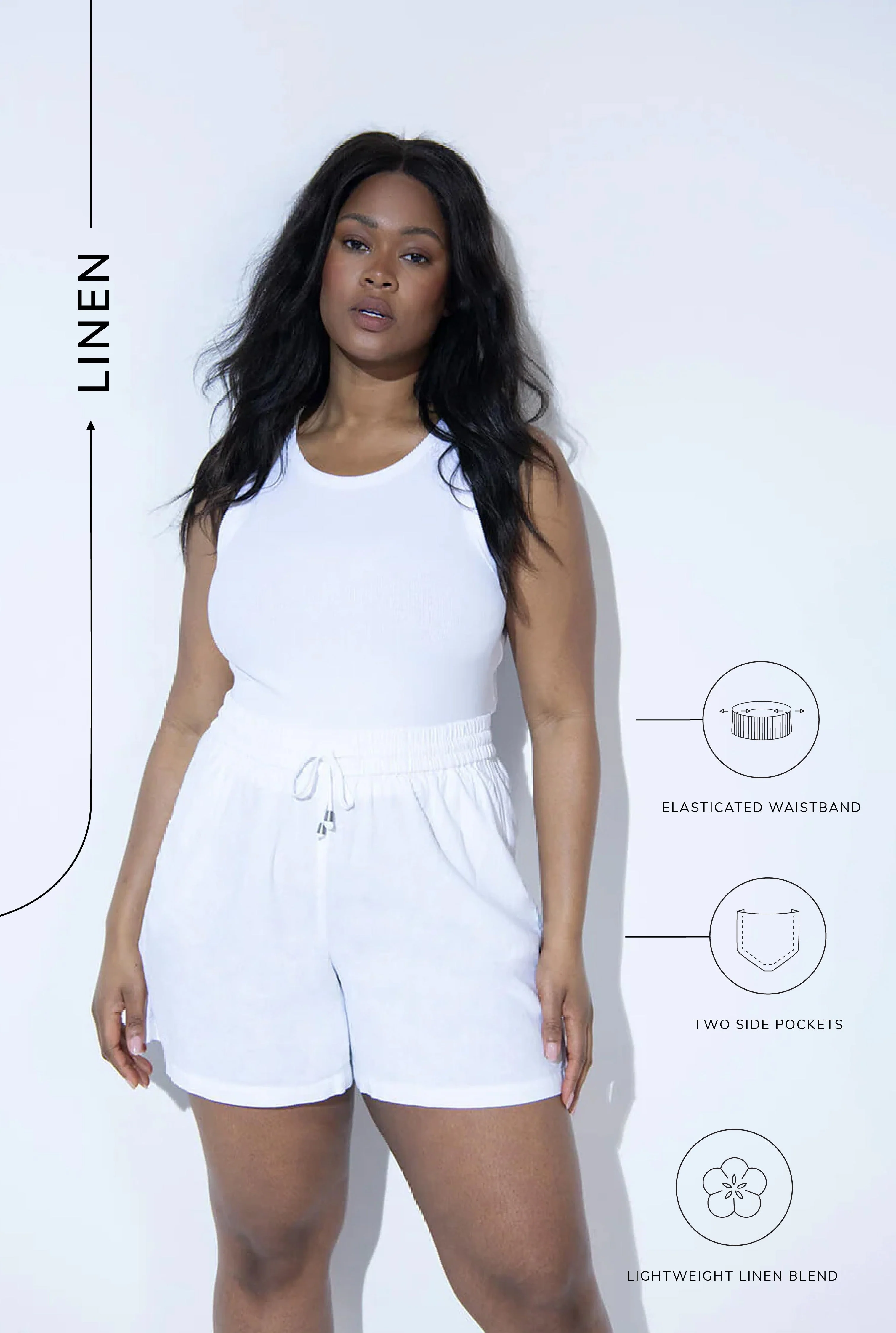 Everyday Linen Shorts - White - Image 3