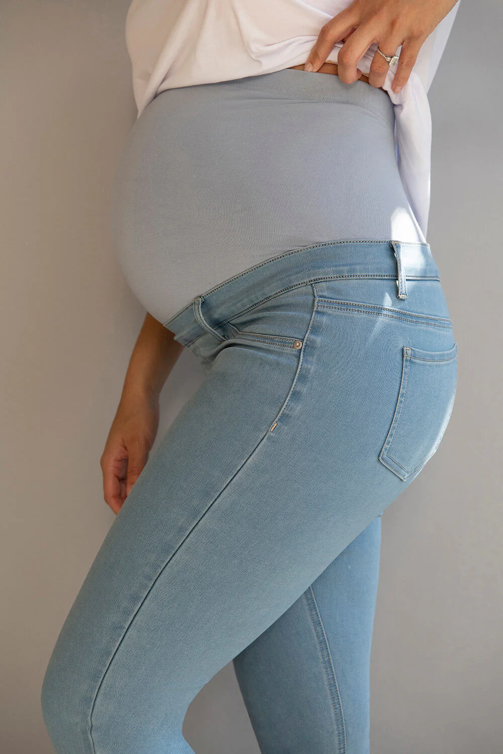 Ankle Grazer Maternity Jeggings - Light Blue - Image 4