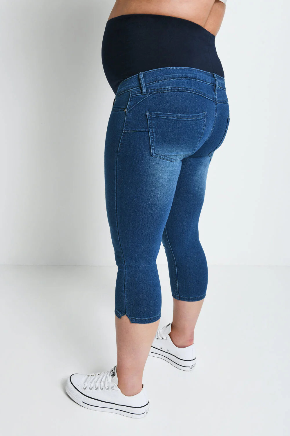 Maternity Cropped Jeggings - Mid Blue - Image 3