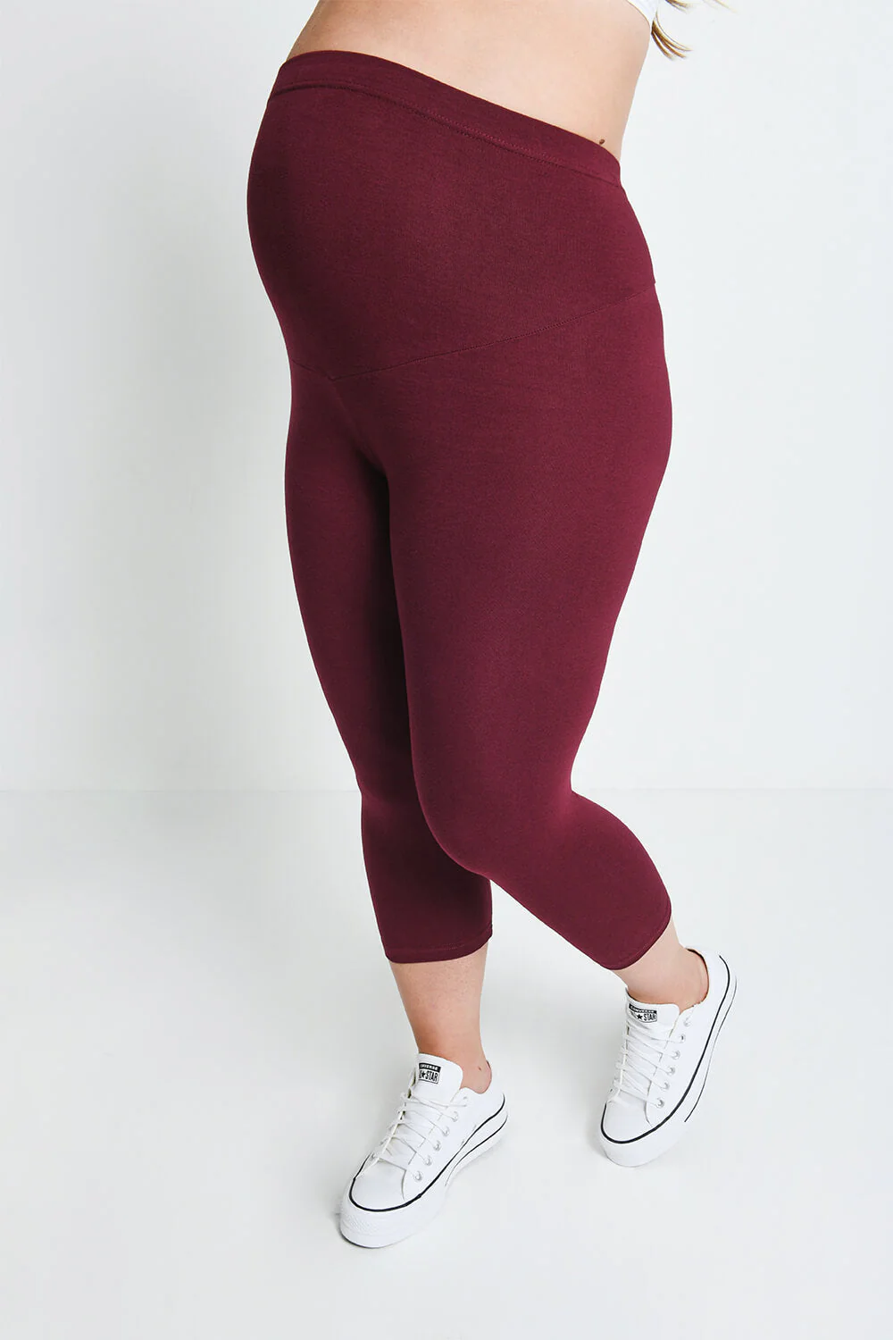 Maternity Everyday Cropped Leggings - Burgundy - Image 2