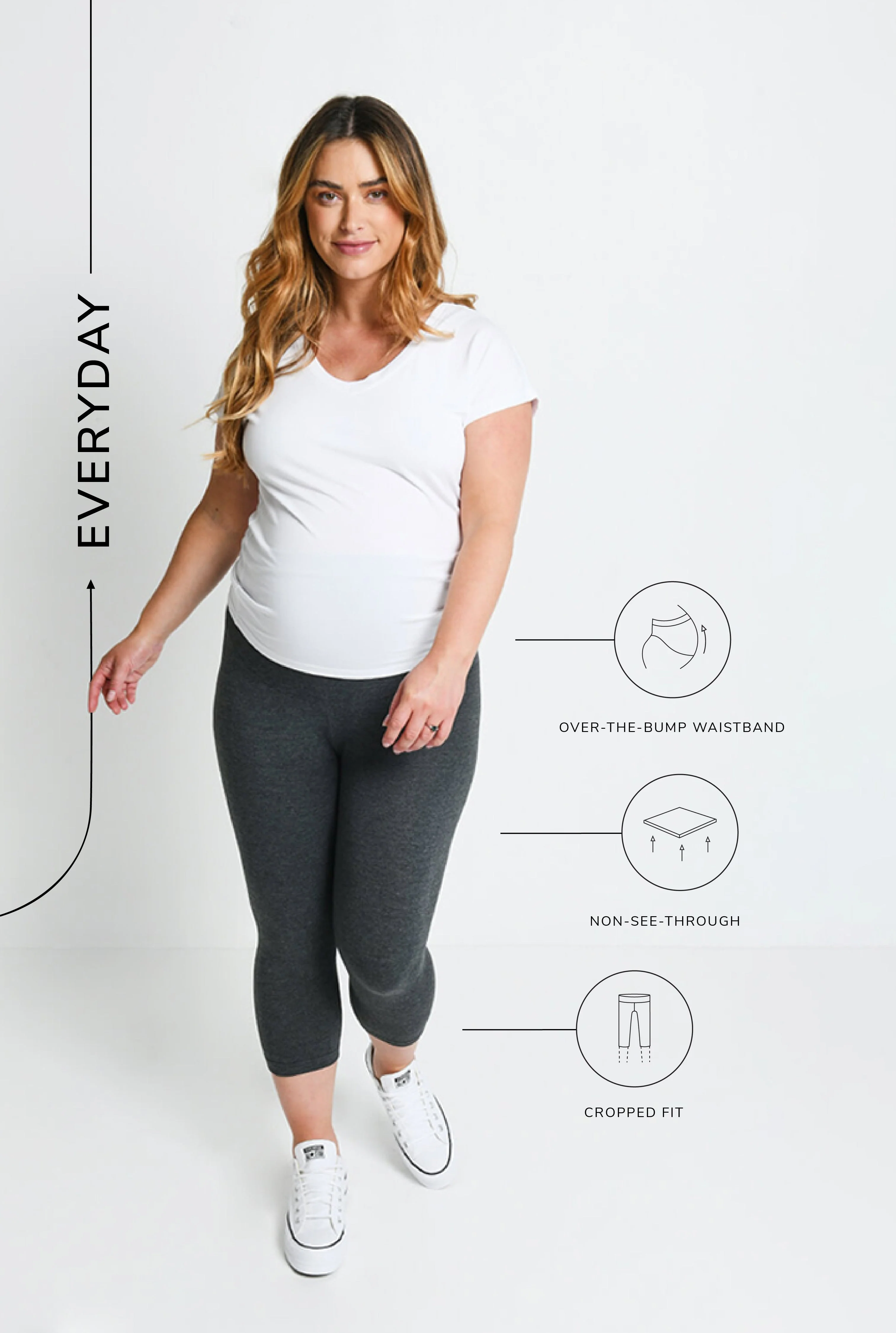 Maternity Everyday Cropped Leggings - Dark Grey Marl - Image 6