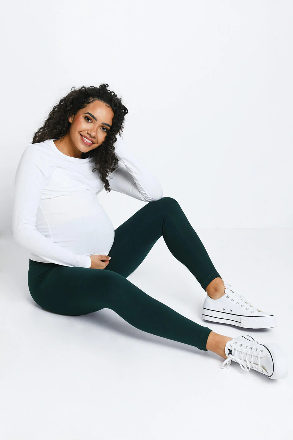 Maternity Everyday Leggings - Forest Green - Image 6