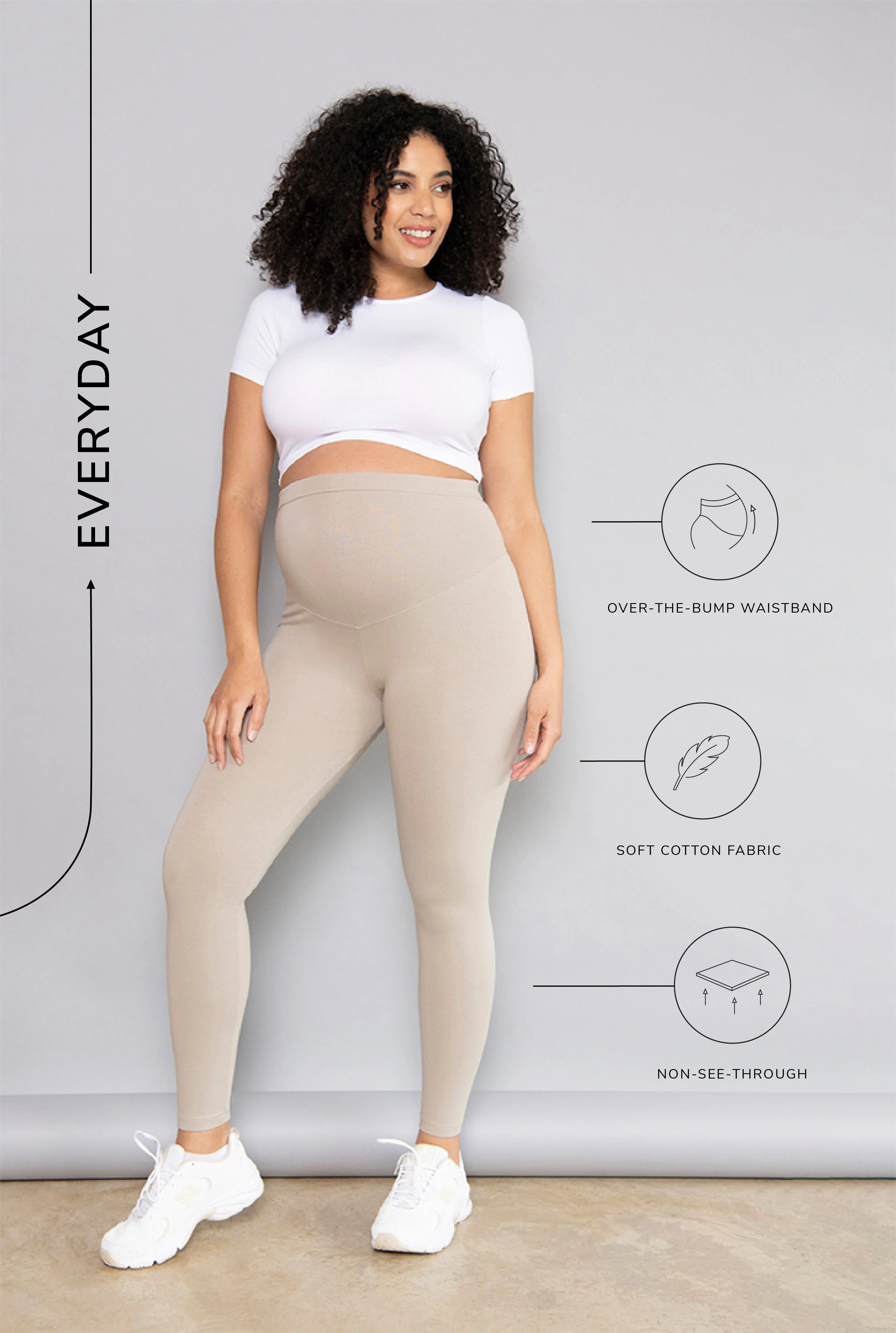 Maternity Everyday Leggings - Oatmeal Beige - Image 3