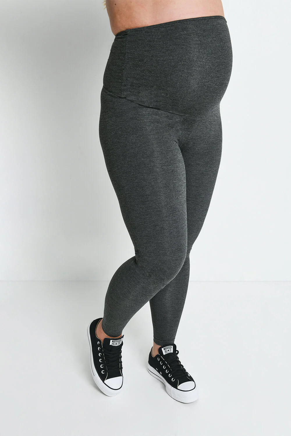 Maternity Lightweight Everyday Leggings - Dark Grey Marl - Image 2