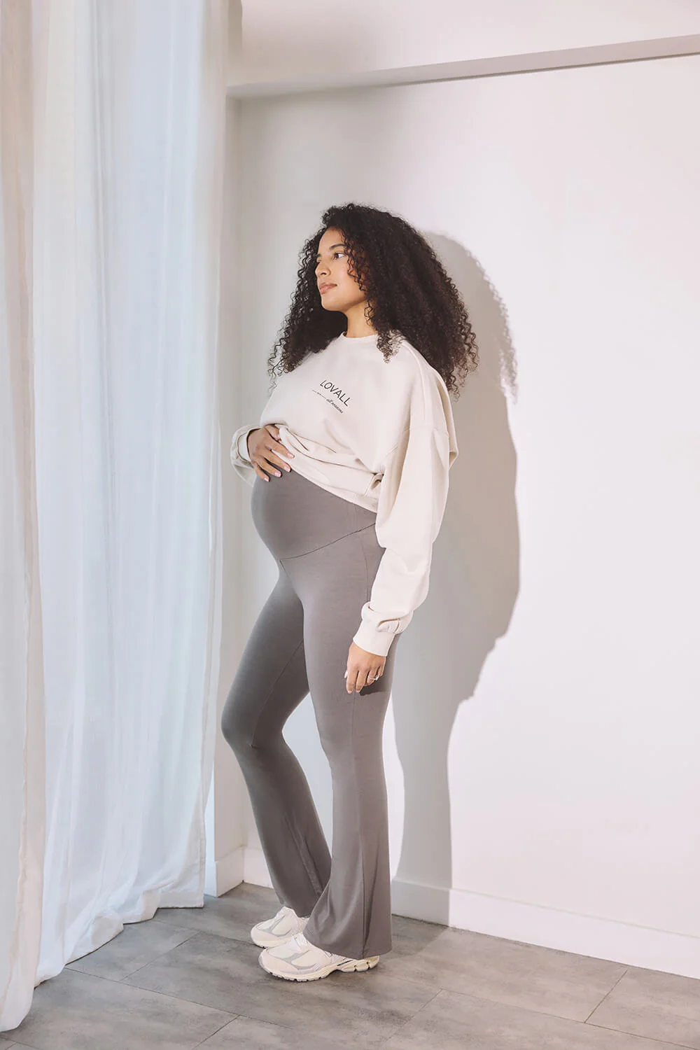 Maternity Lightweight Flare Leggings - Slate Green - Image 4