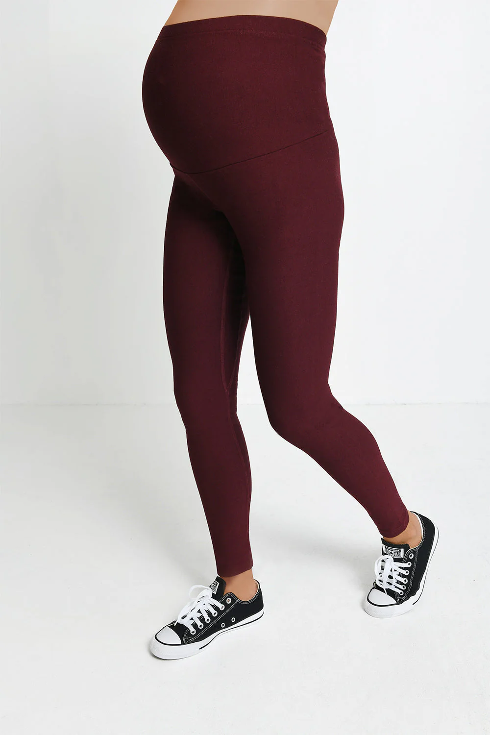 Maternity Winter Everyday Leggings - Burgundy - Image 2