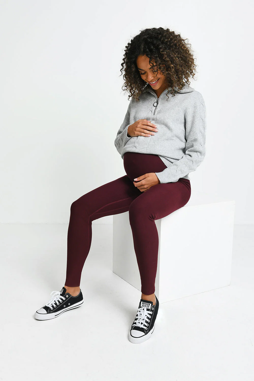 Maternity Winter Everyday Leggings - Burgundy - Image 5