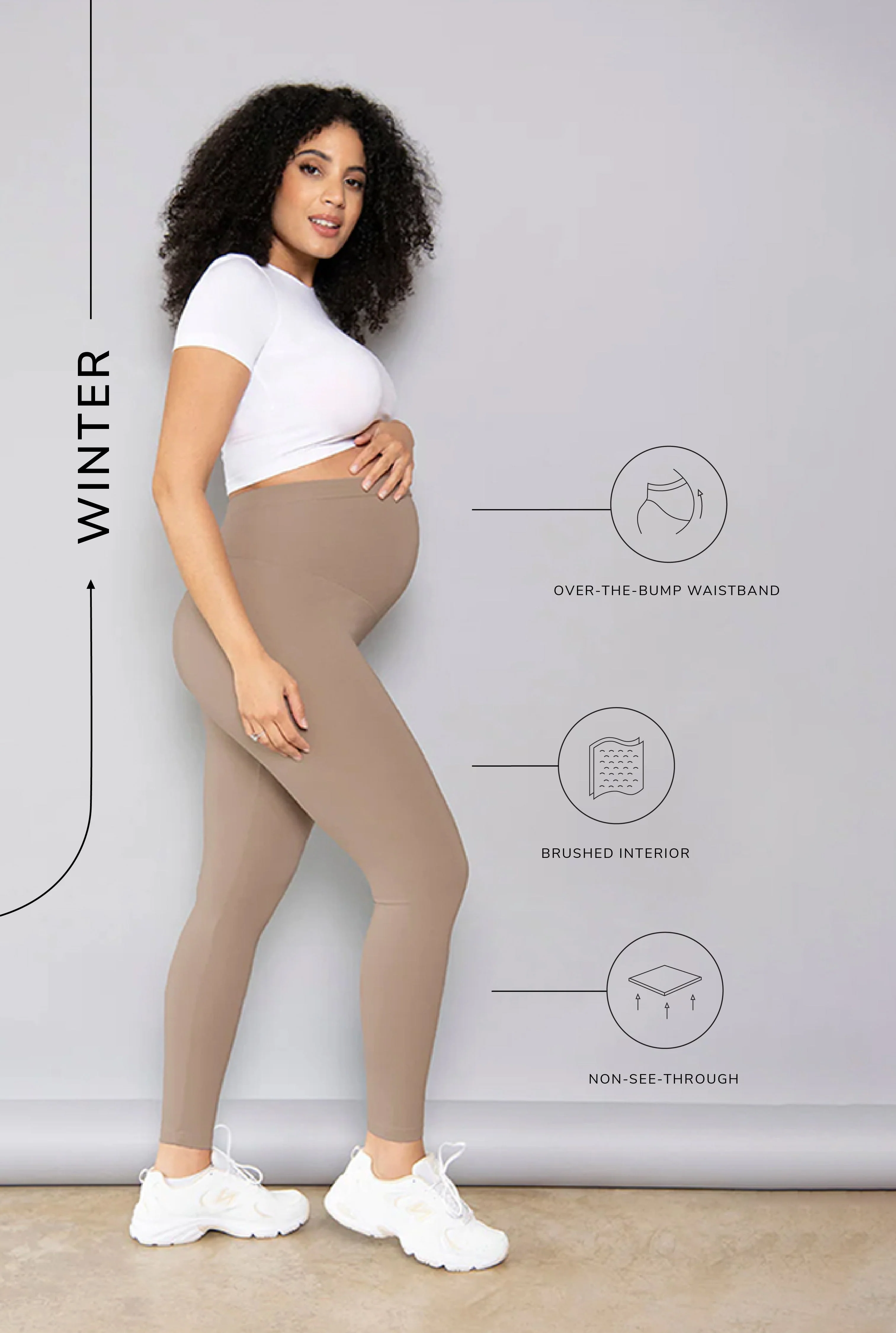 Maternity Winter Everyday Leggings - Stone - Image 7