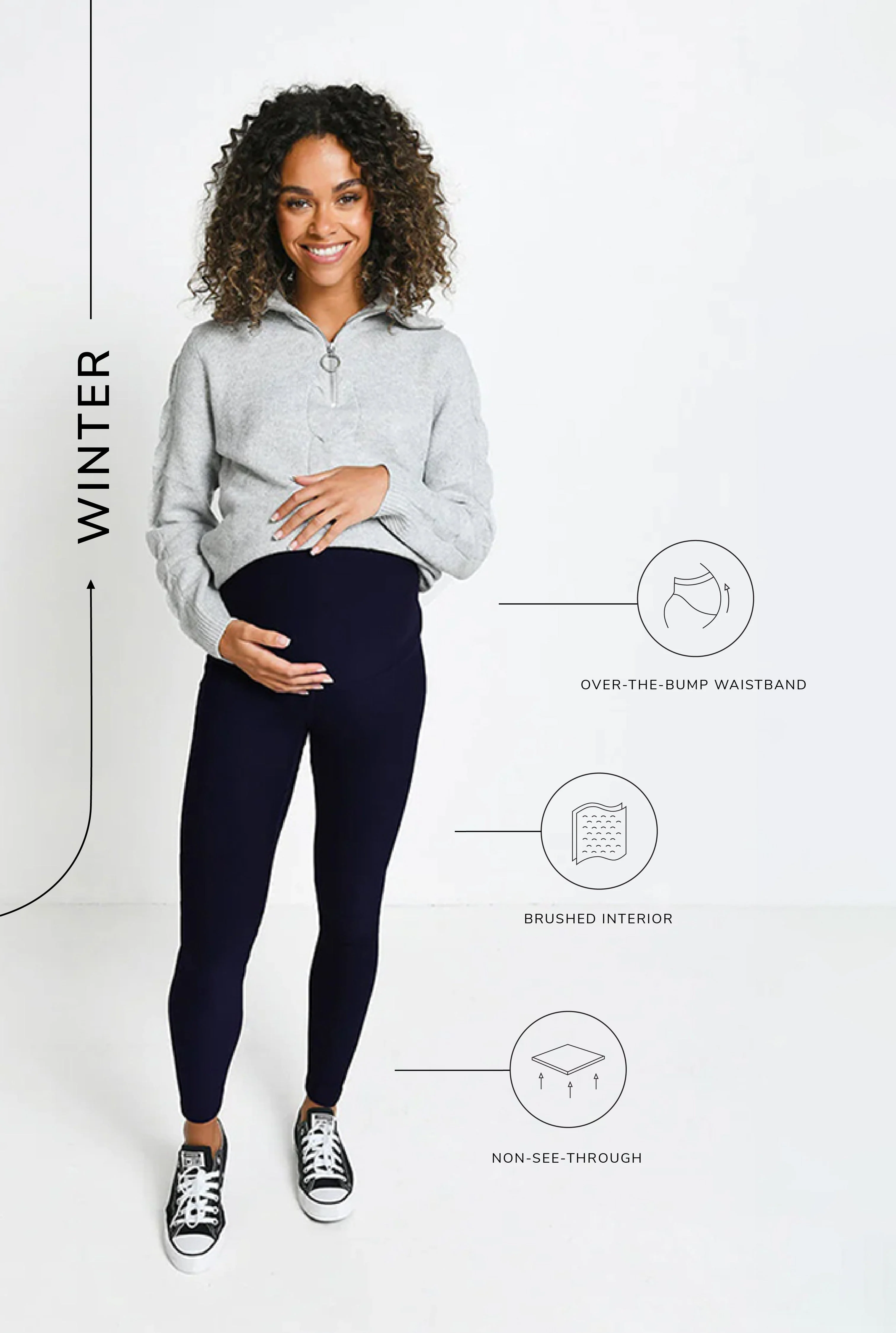 Maternity Winter Everyday Leggings - Vintage Navy - Image 6