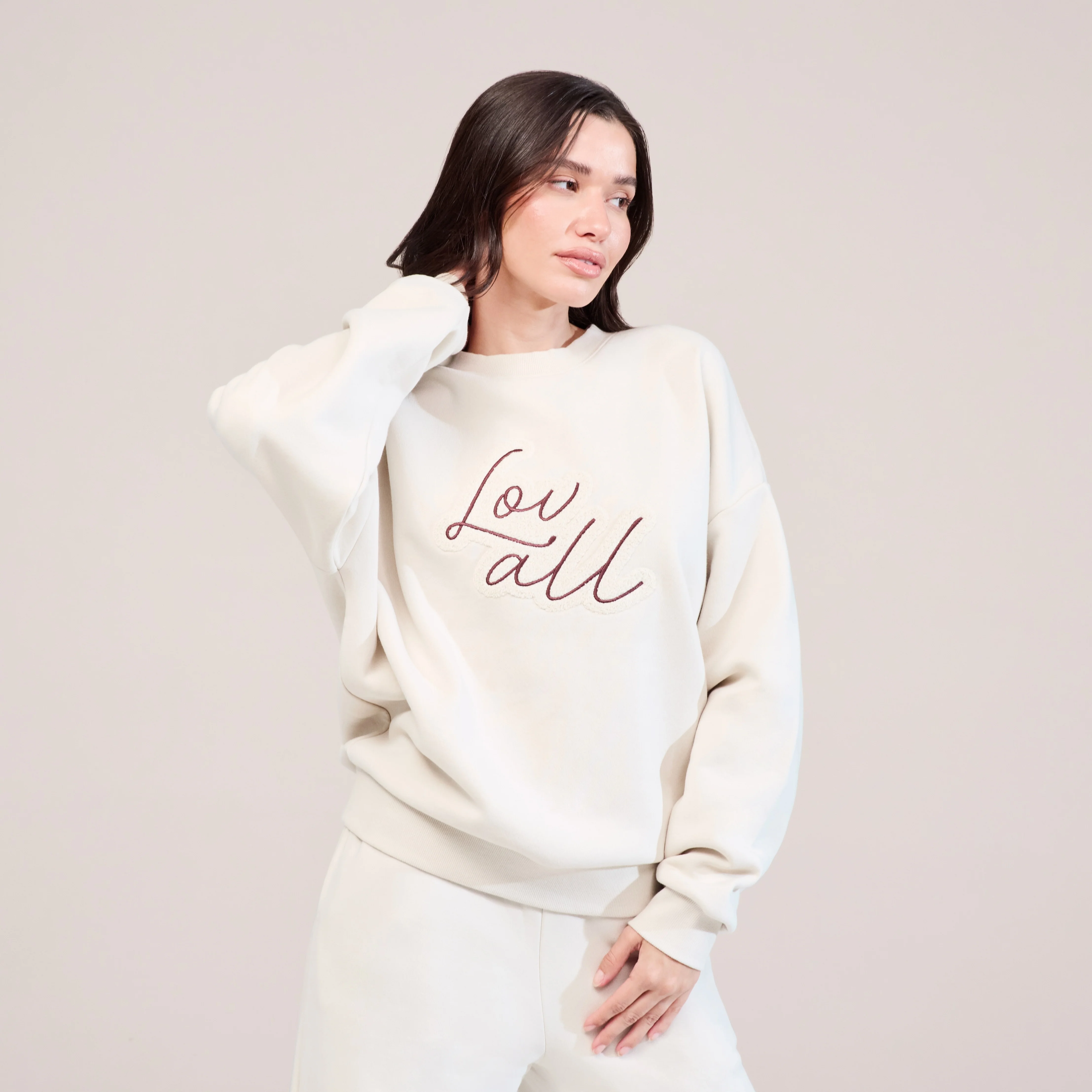 Organic Oversized Sweatshirt Lovall Script - Ecru - Image 2