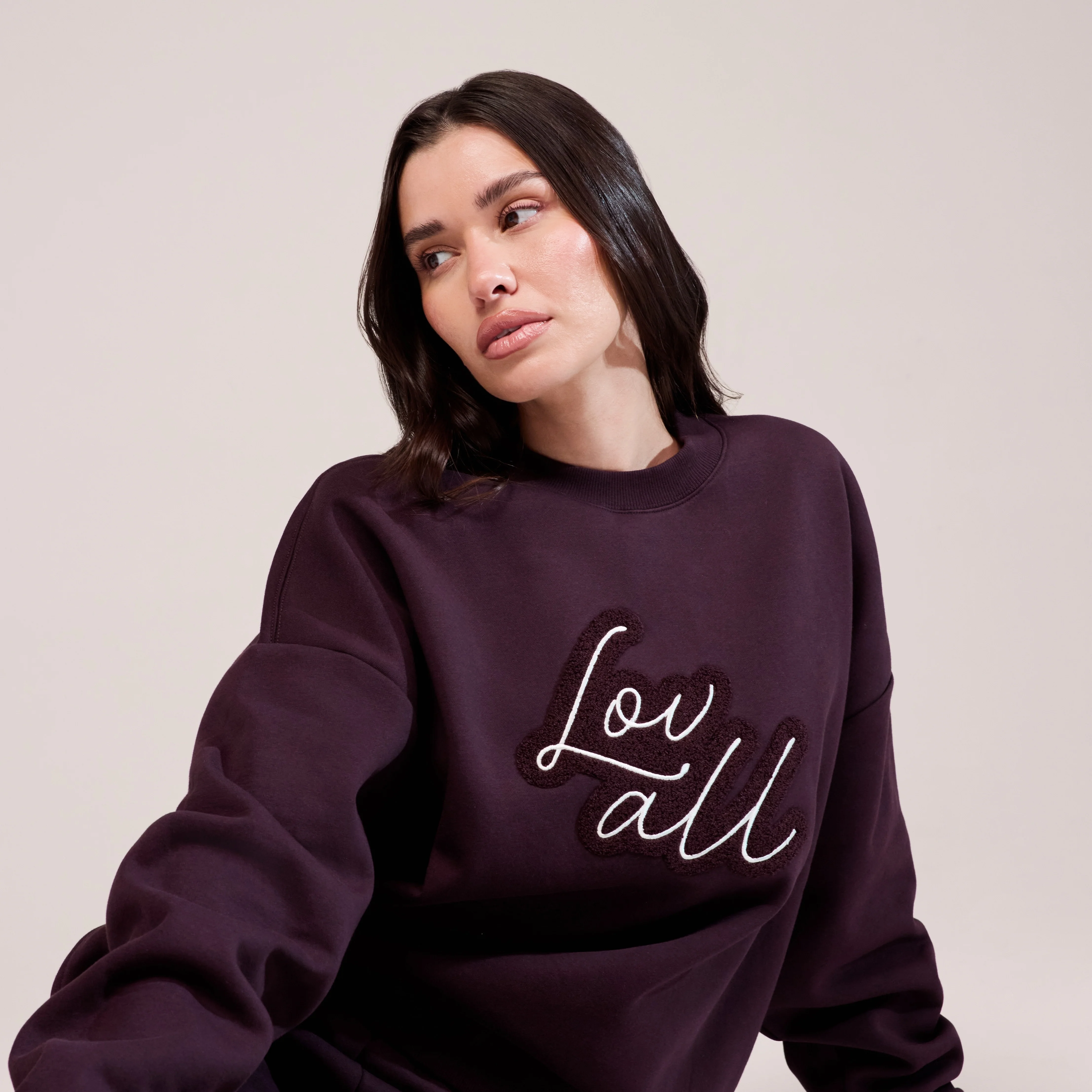 Organic Oversized Sweatshirt Lovall Script - Wine - Image 2