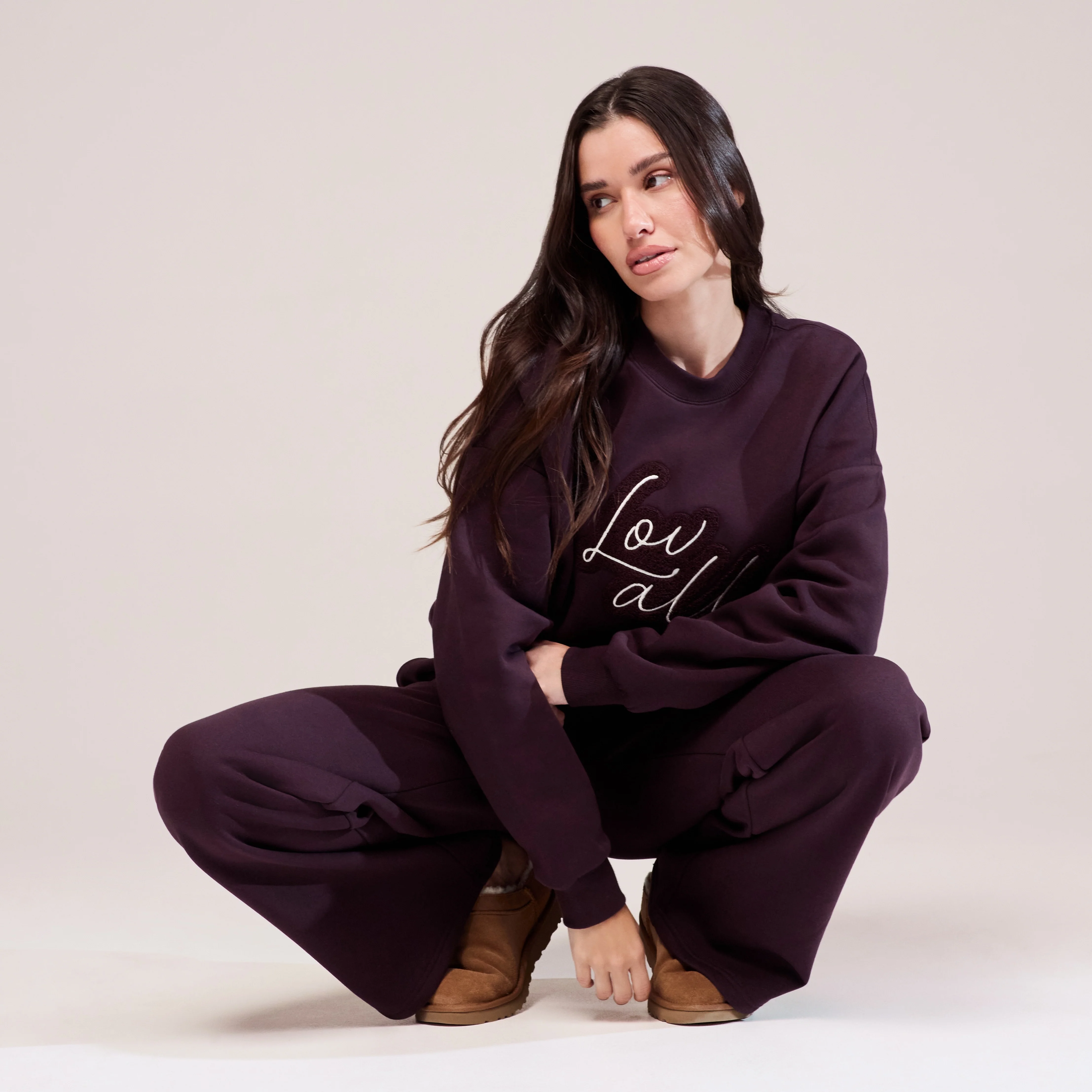 Organic Oversized Sweatshirt Lovall Script - Wine - Image 5