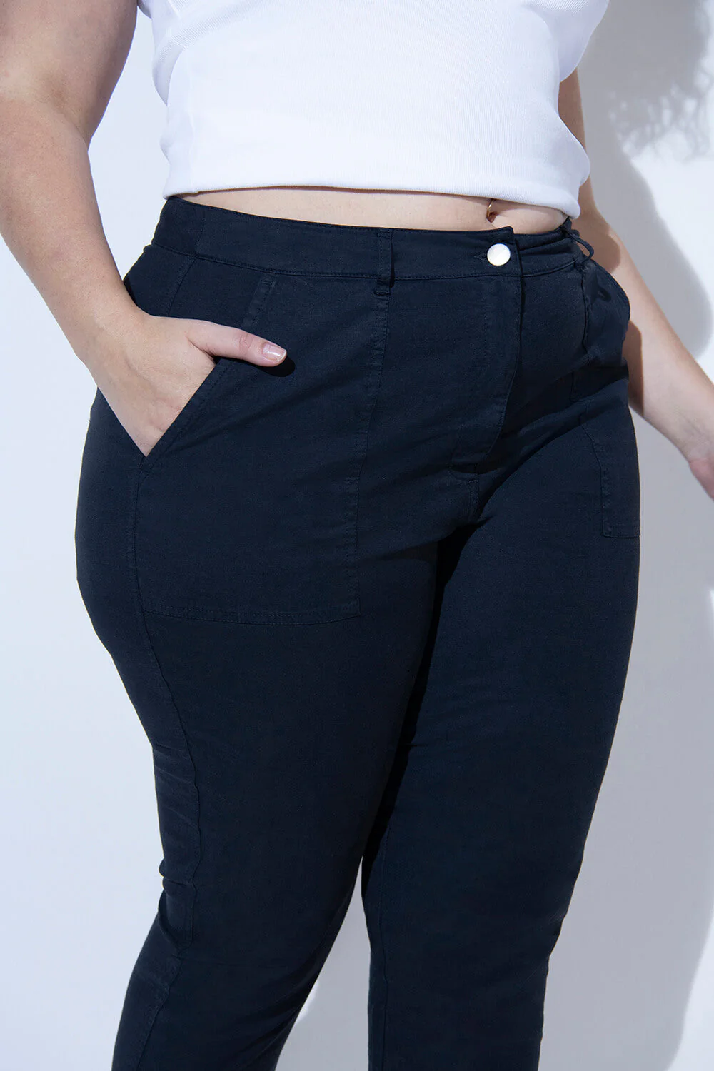 Curve Chino Trousers - Navy - Image 4