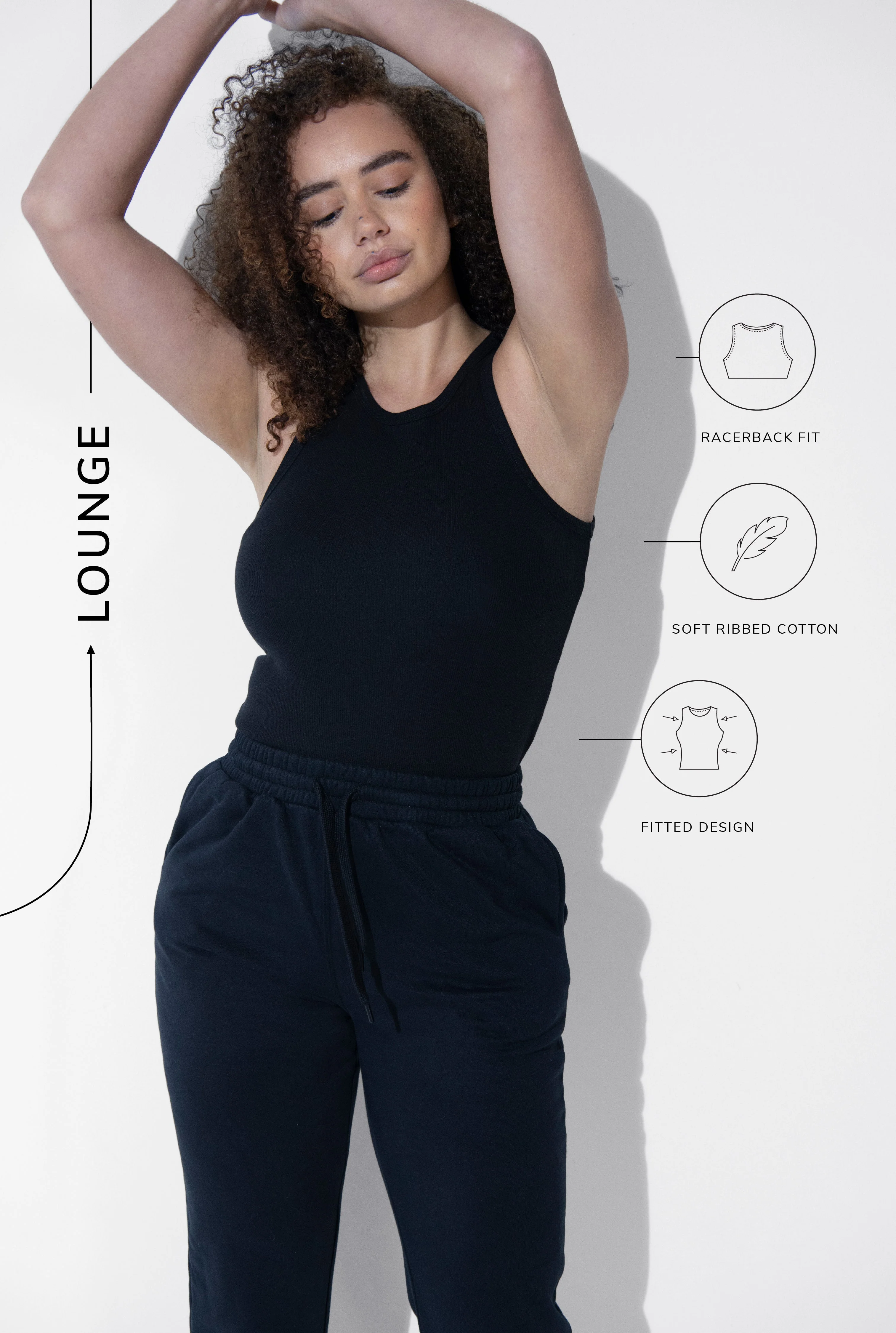 Curve Cotton Rib Tank - Black - Image 3
