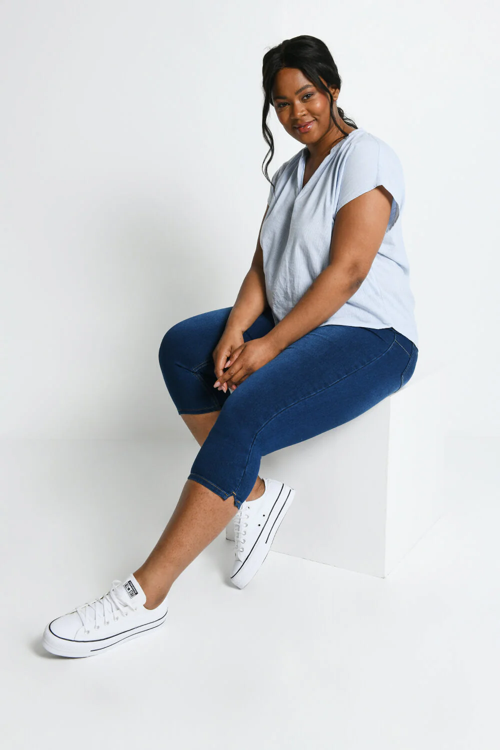Curve Cropped Jeggings - Dark Blue - Image 5