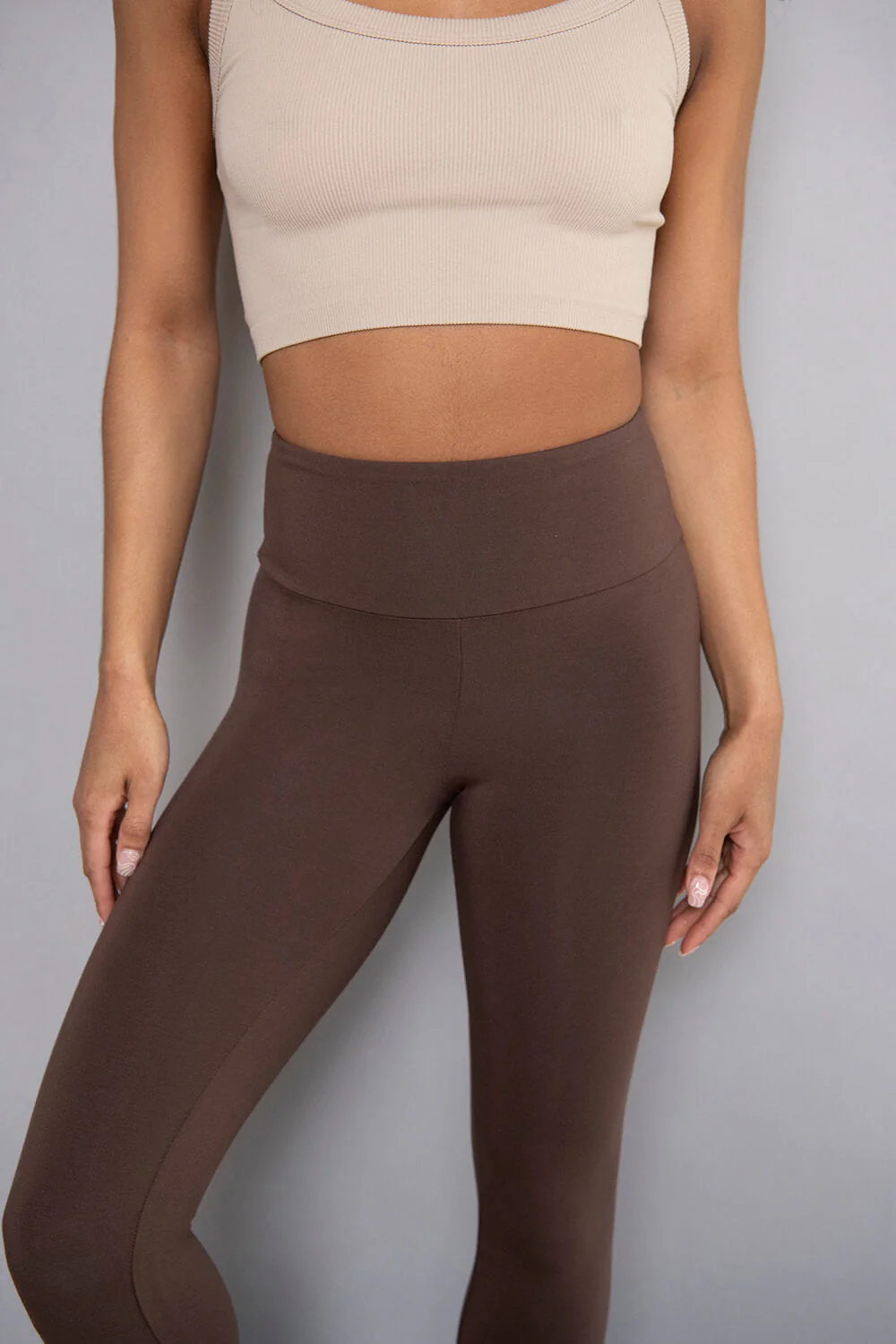Curve Cropped Lightweight Leggings - Espresso Brown - Image 4