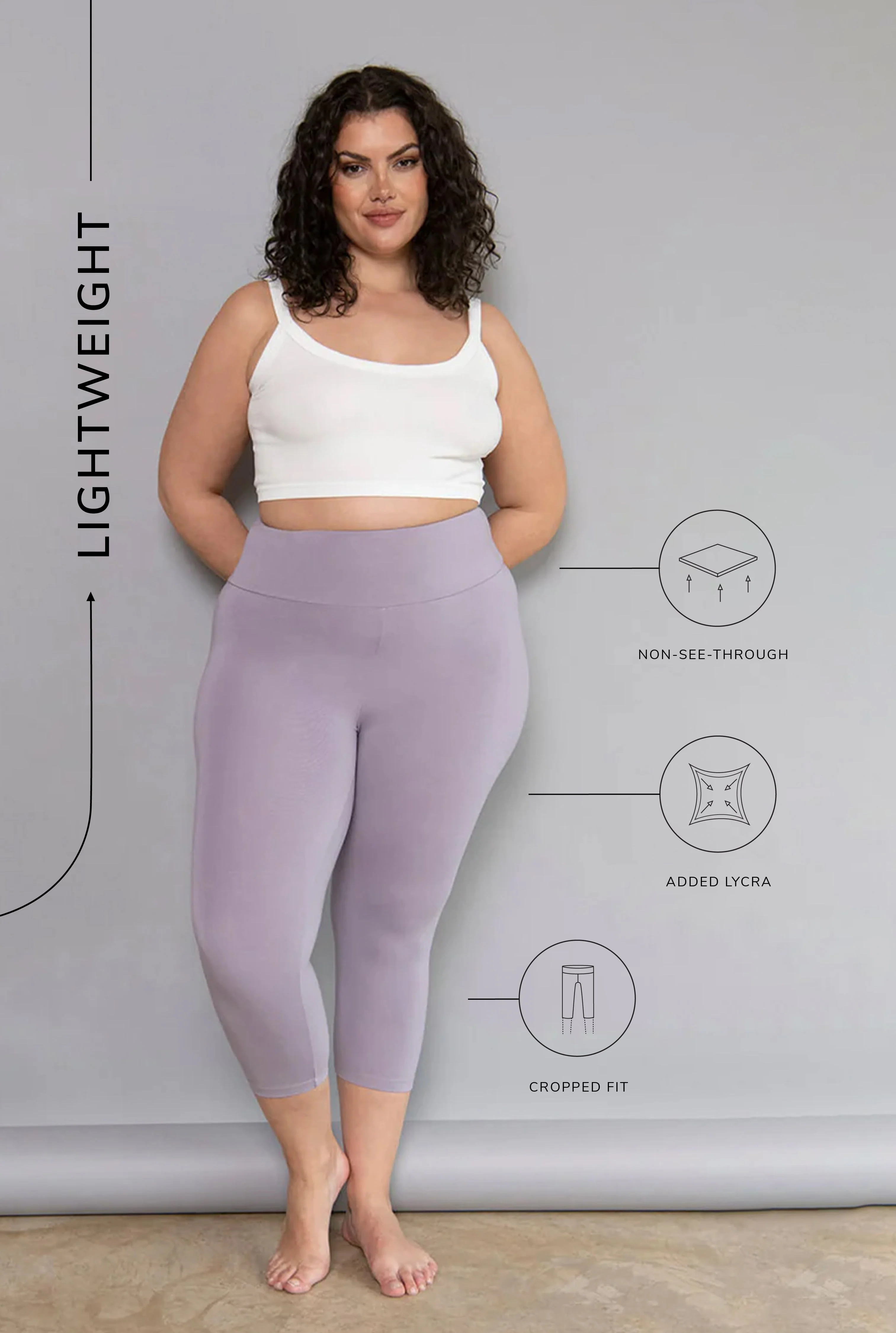 Curve Cropped Lightweight Leggings - Mauve - Image 6