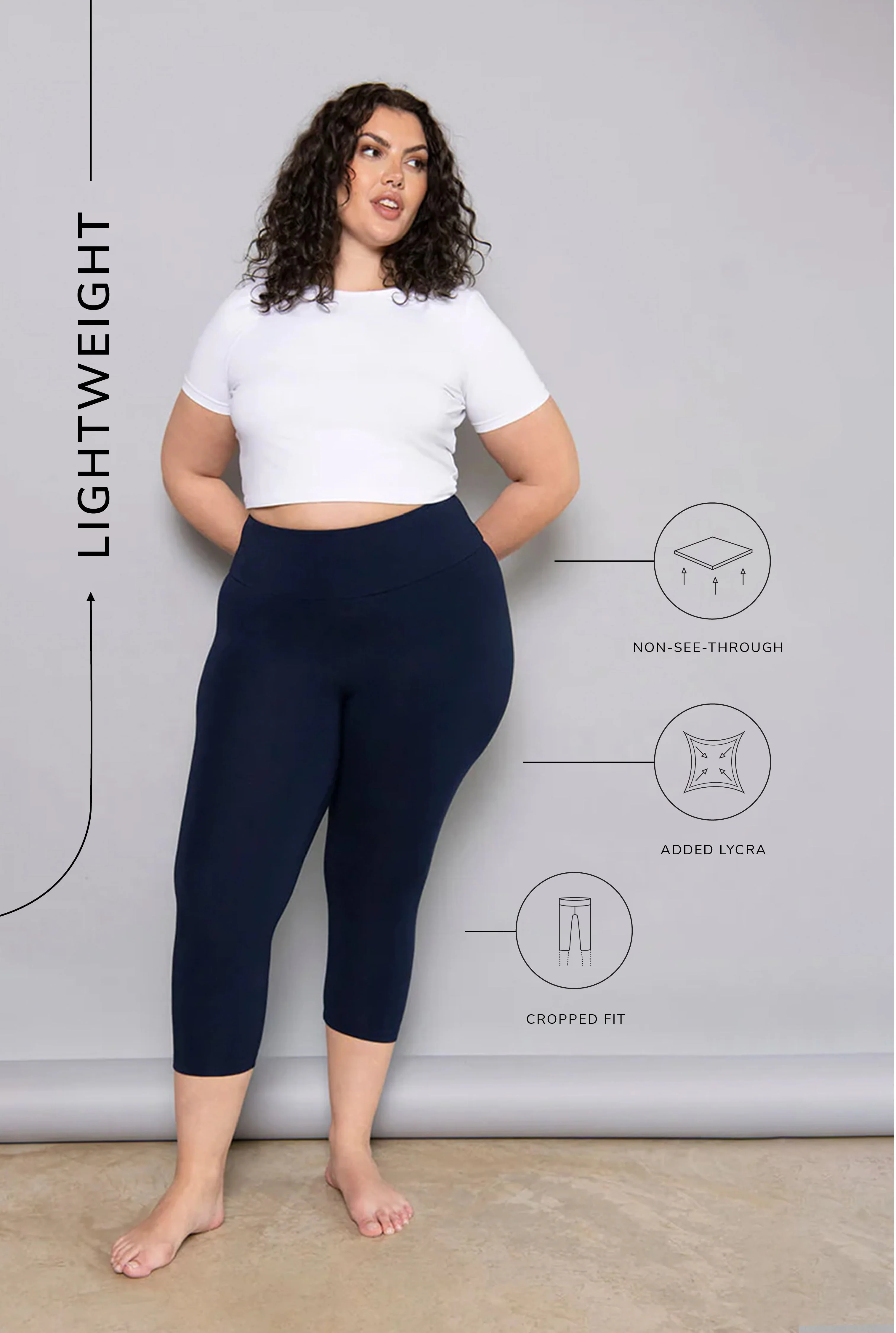 Curve Cropped Lightweight Leggings - Navy - Image 6