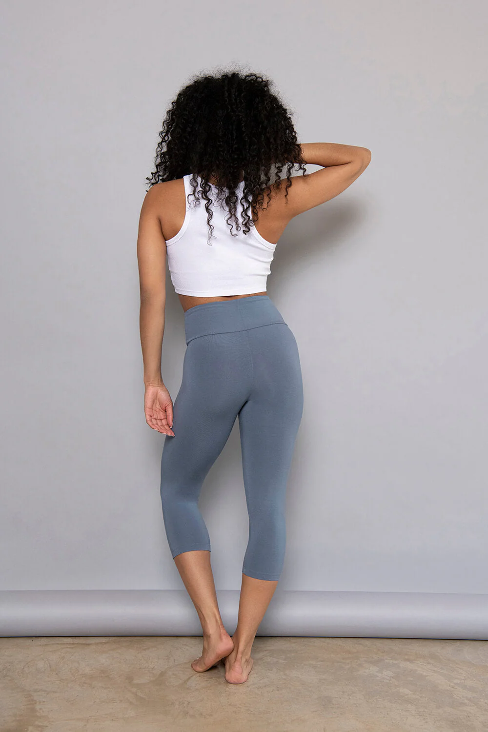Curve Cropped Lightweight Leggings - Steel Blue - Image 5
