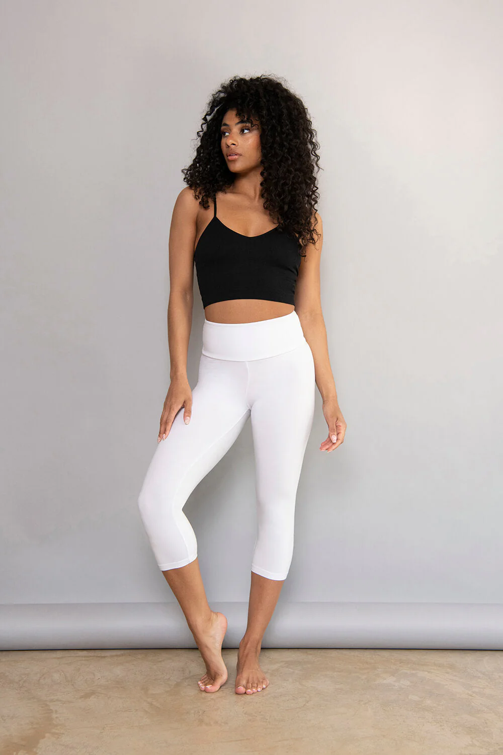 Curve Cropped Lightweight Leggings - White - Image 2