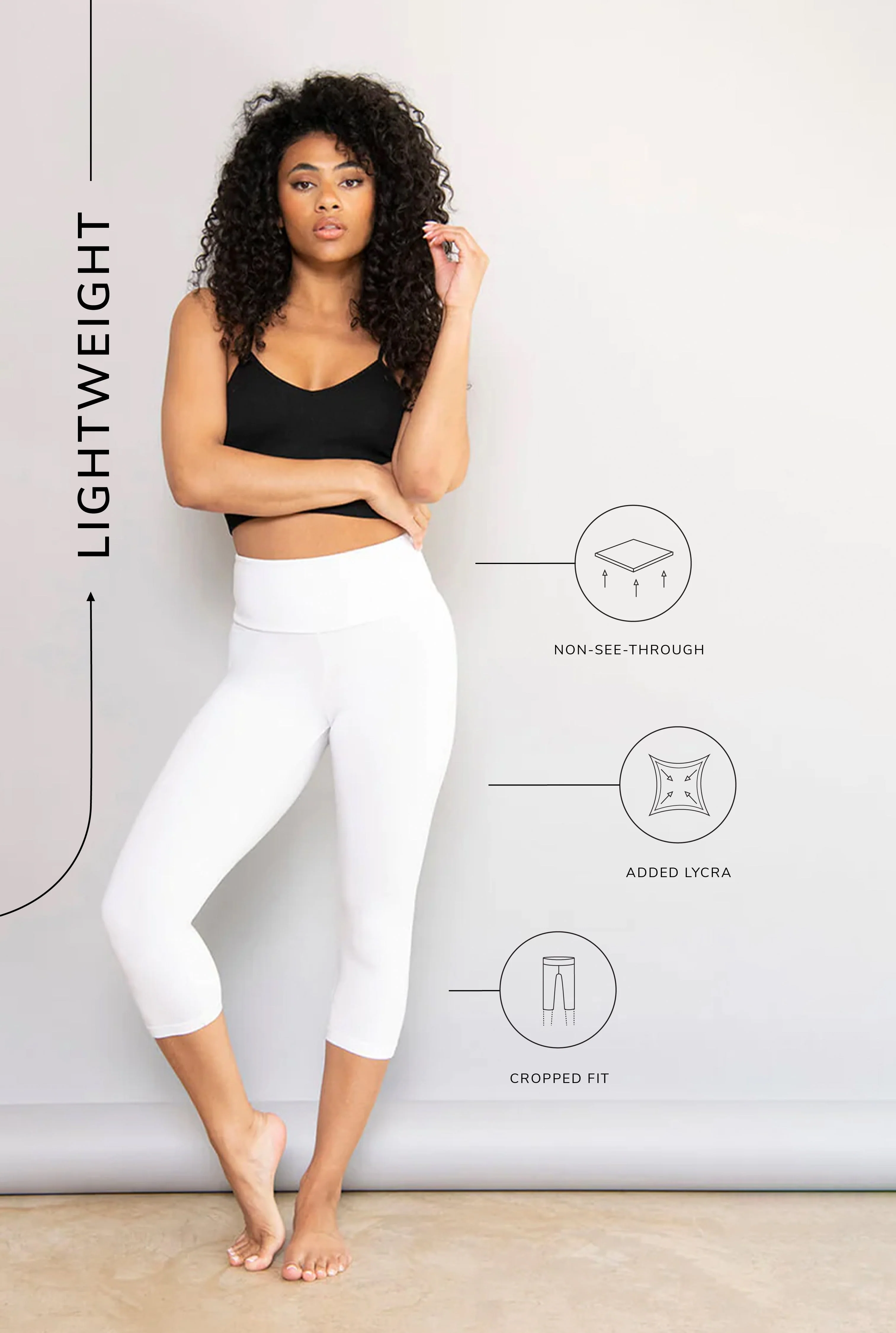 Curve Cropped Lightweight Leggings - White - Image 6