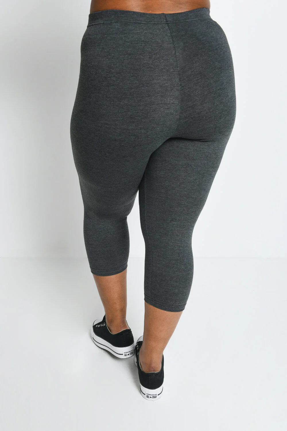 Curve Everyday Cropped Leggings - Dark Grey Marl - Image 3